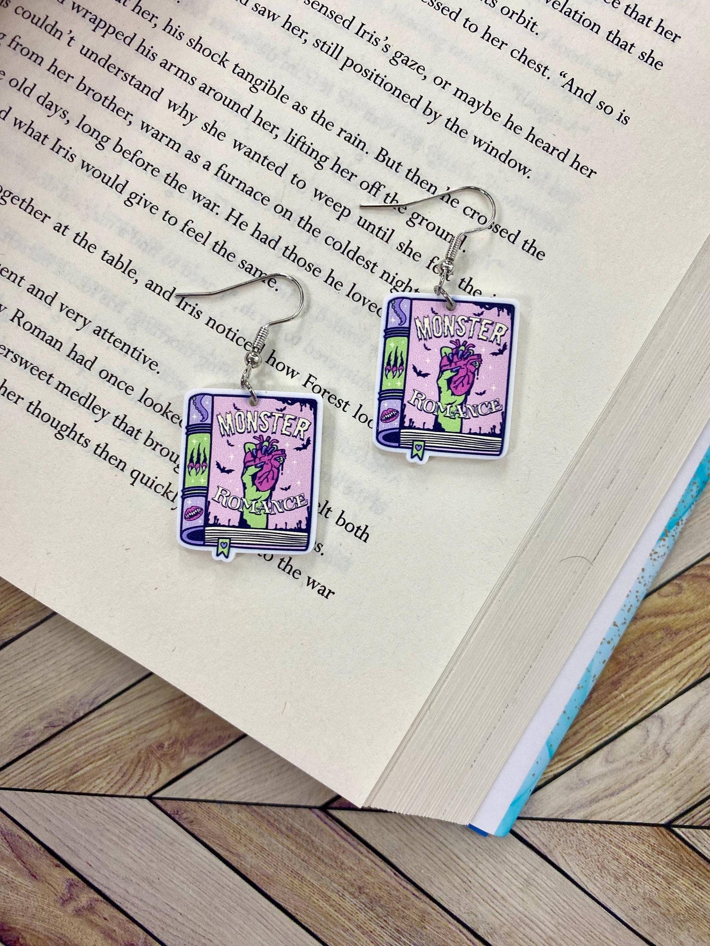 Monster Romance Book Lover Spooky Earrings