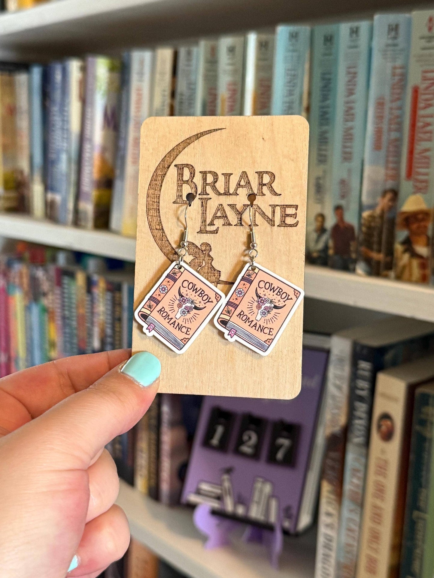Cowboy & Romance Themed Book Earrings