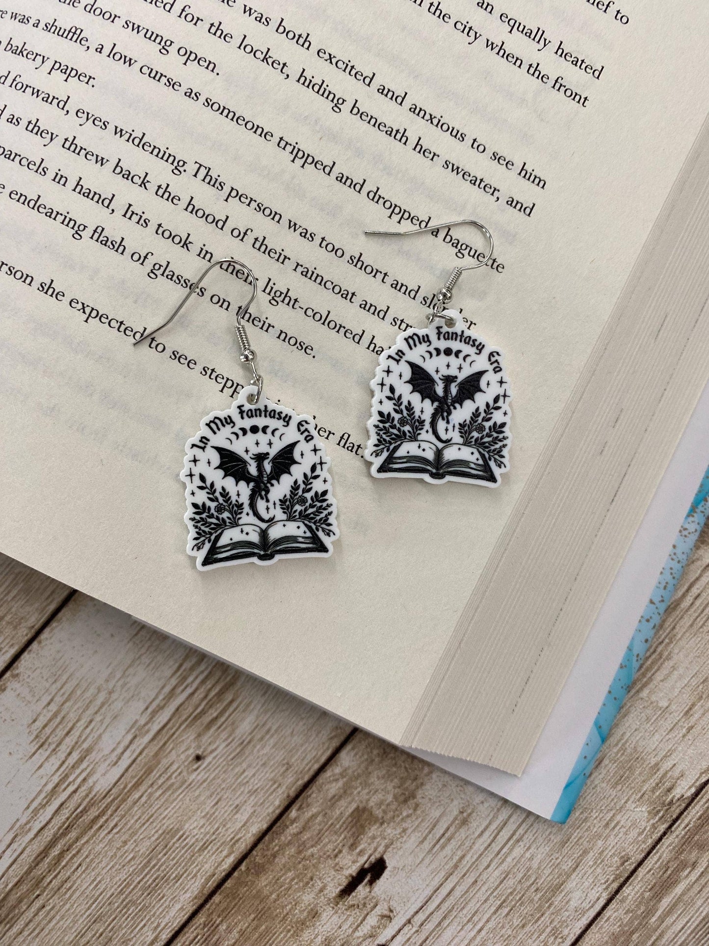 Fantasy Dragon Book Earrings for Booklovers