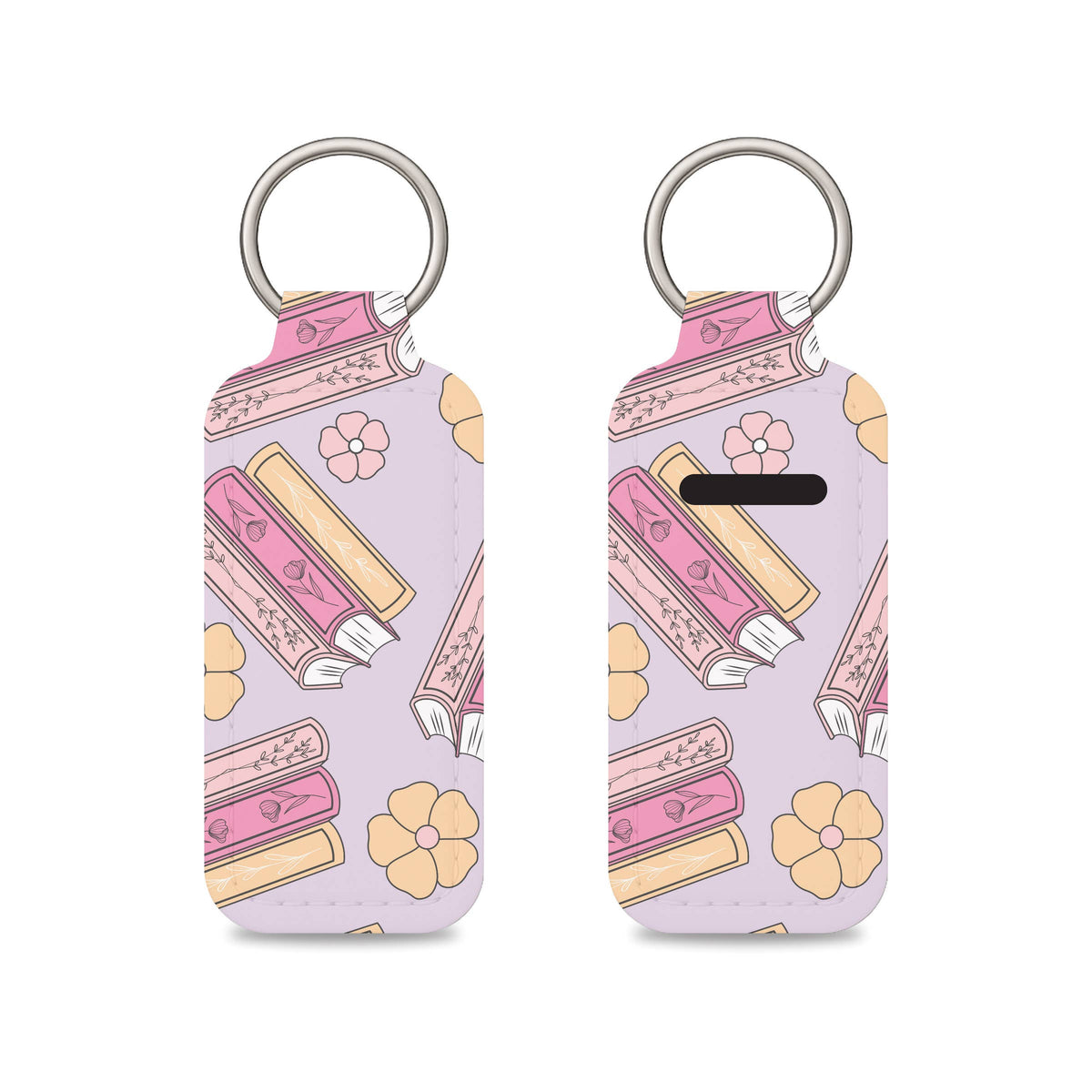 Floral Books Book Lover Lip Balm Holder Keychain