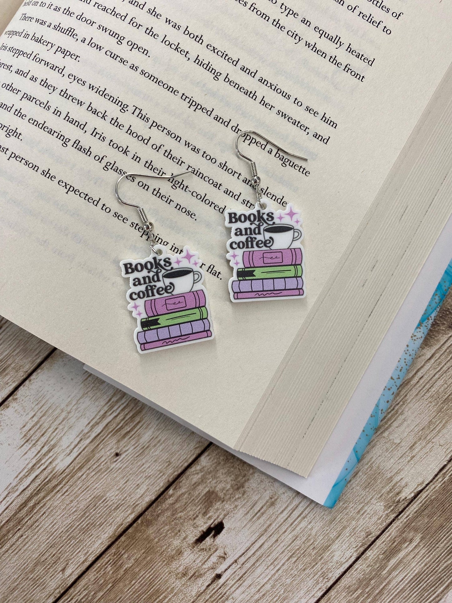 Books and Coffee Themed Bookish Earrings