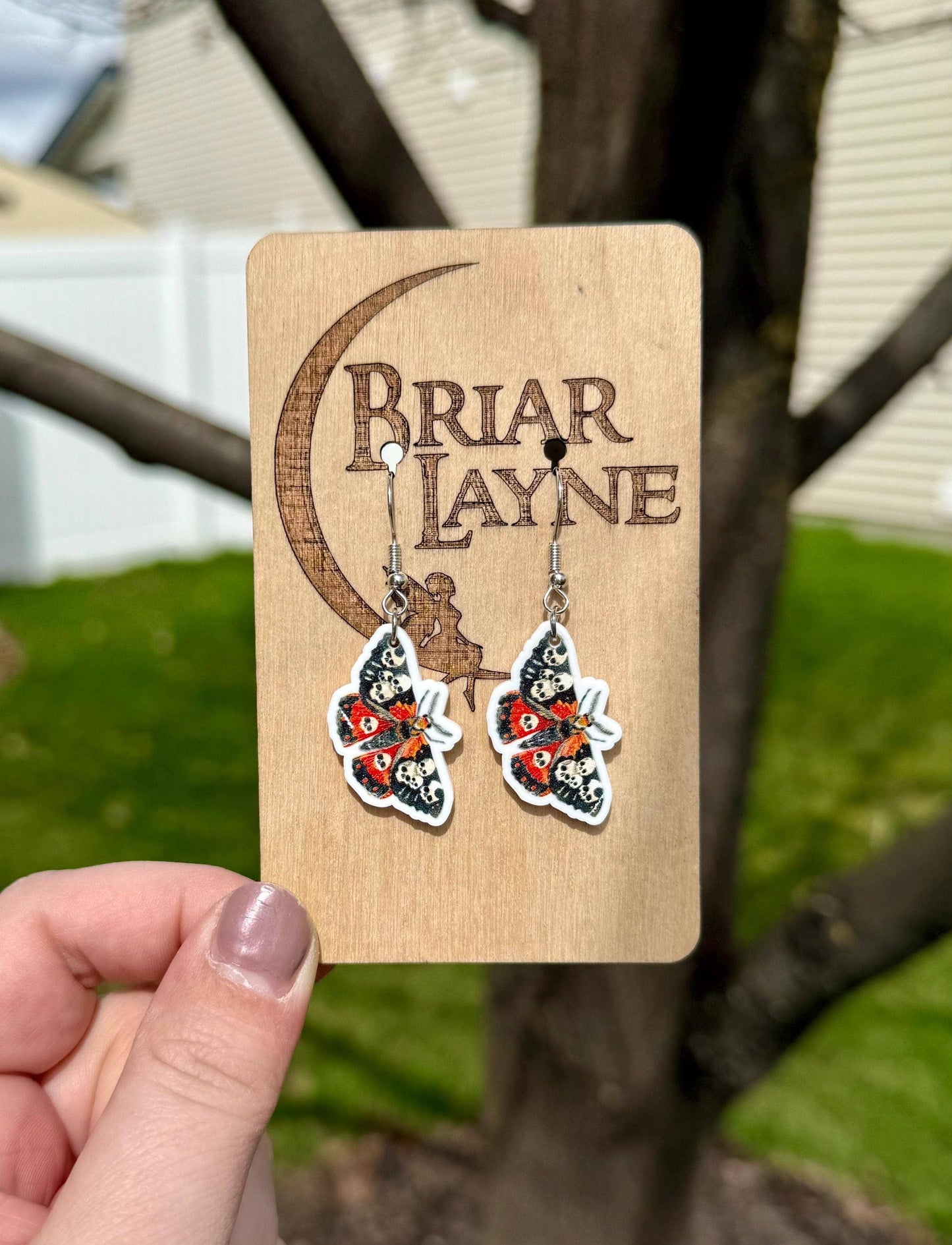 Dark Moth Witch Goth Insect Earrings