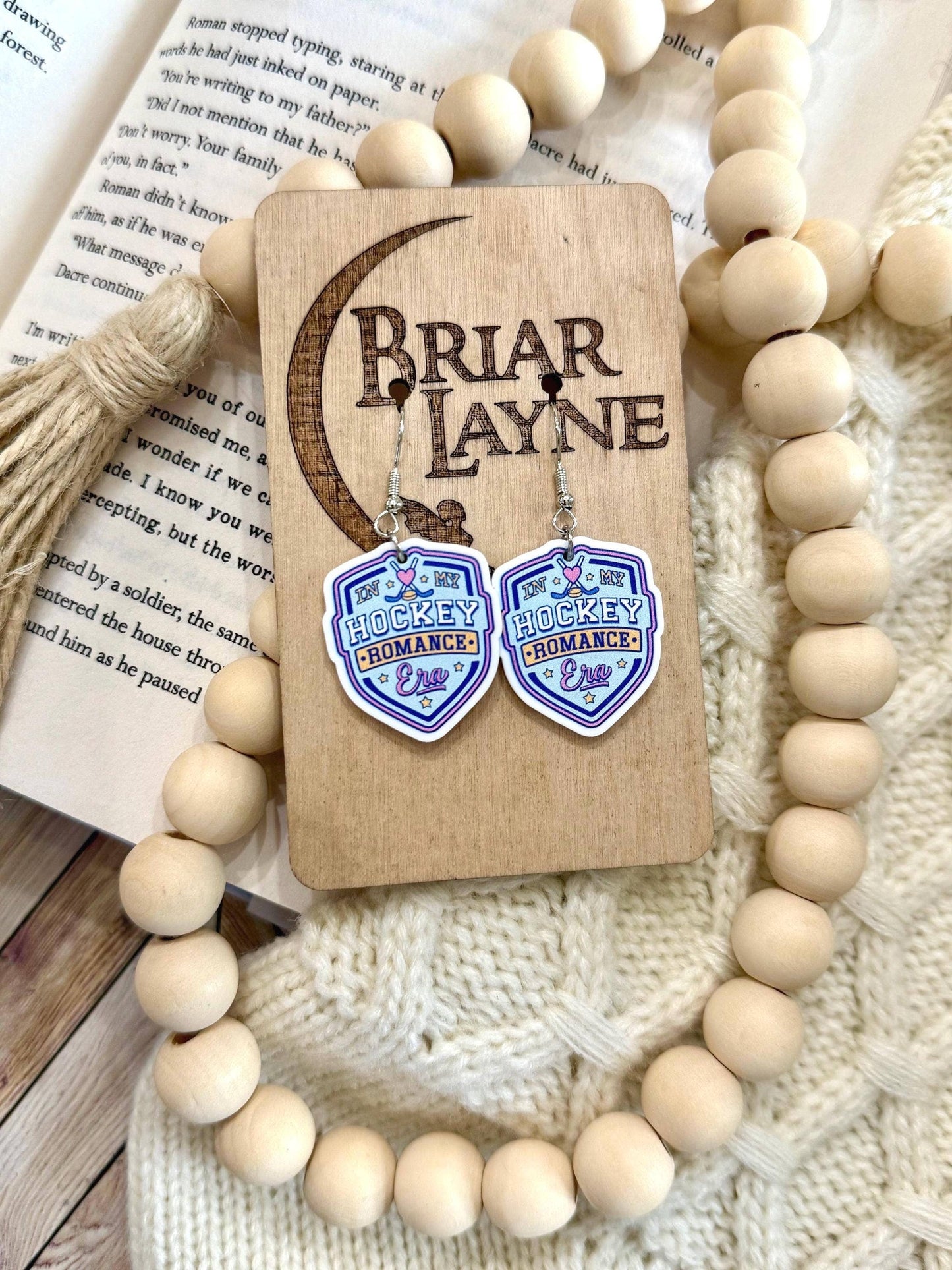 Hockey Romance Sports Book Lover Earrings