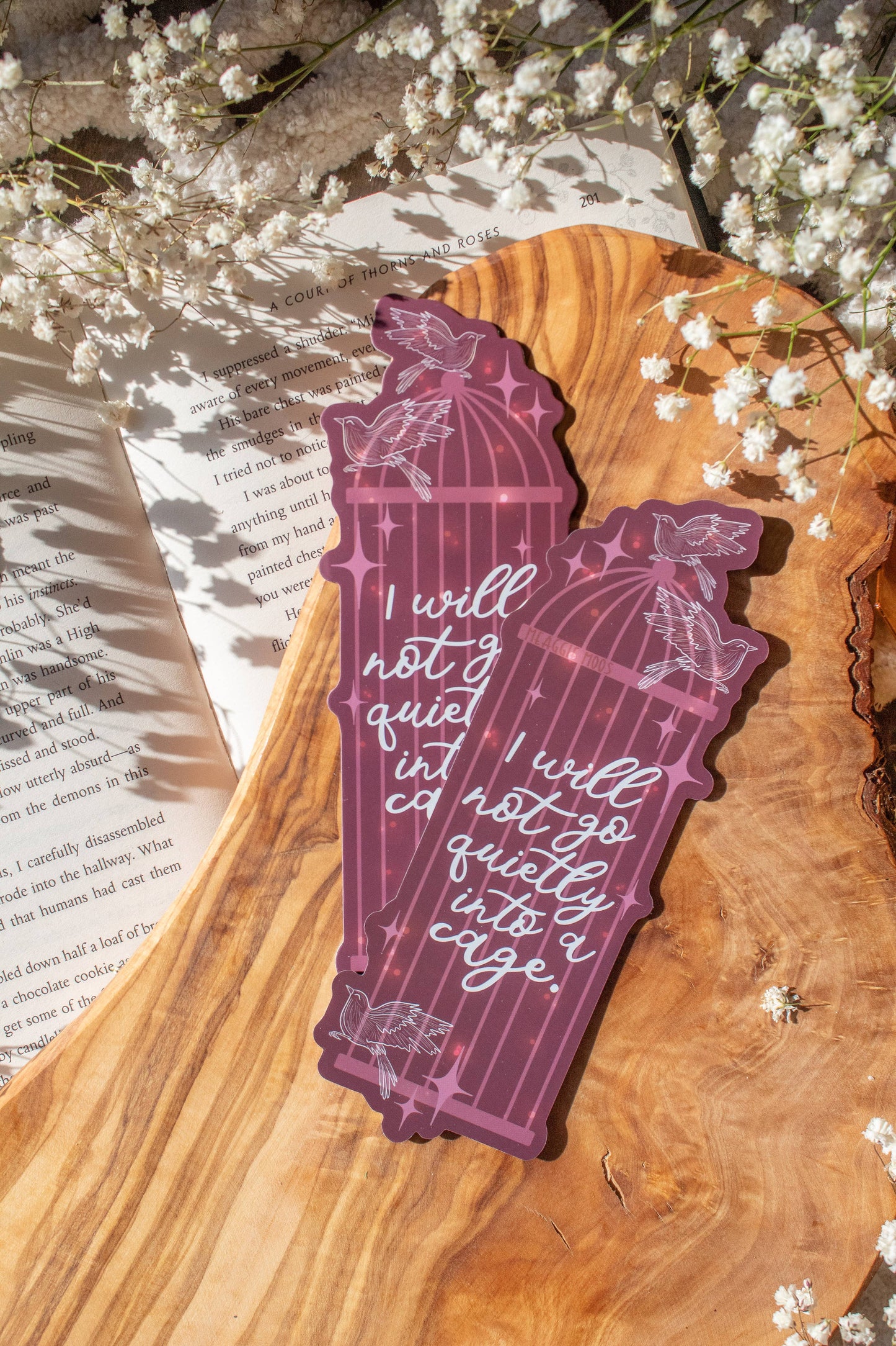 Shield of Sparrows Cage Quote Die-Cut Bookmark