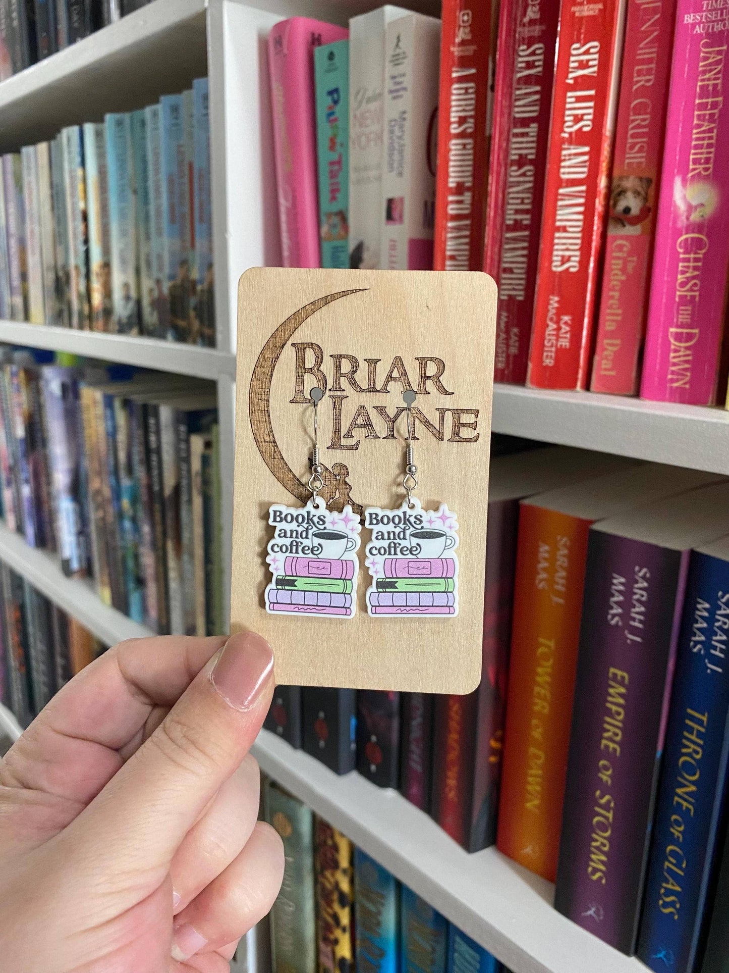Books and Coffee Themed Bookish Earrings
