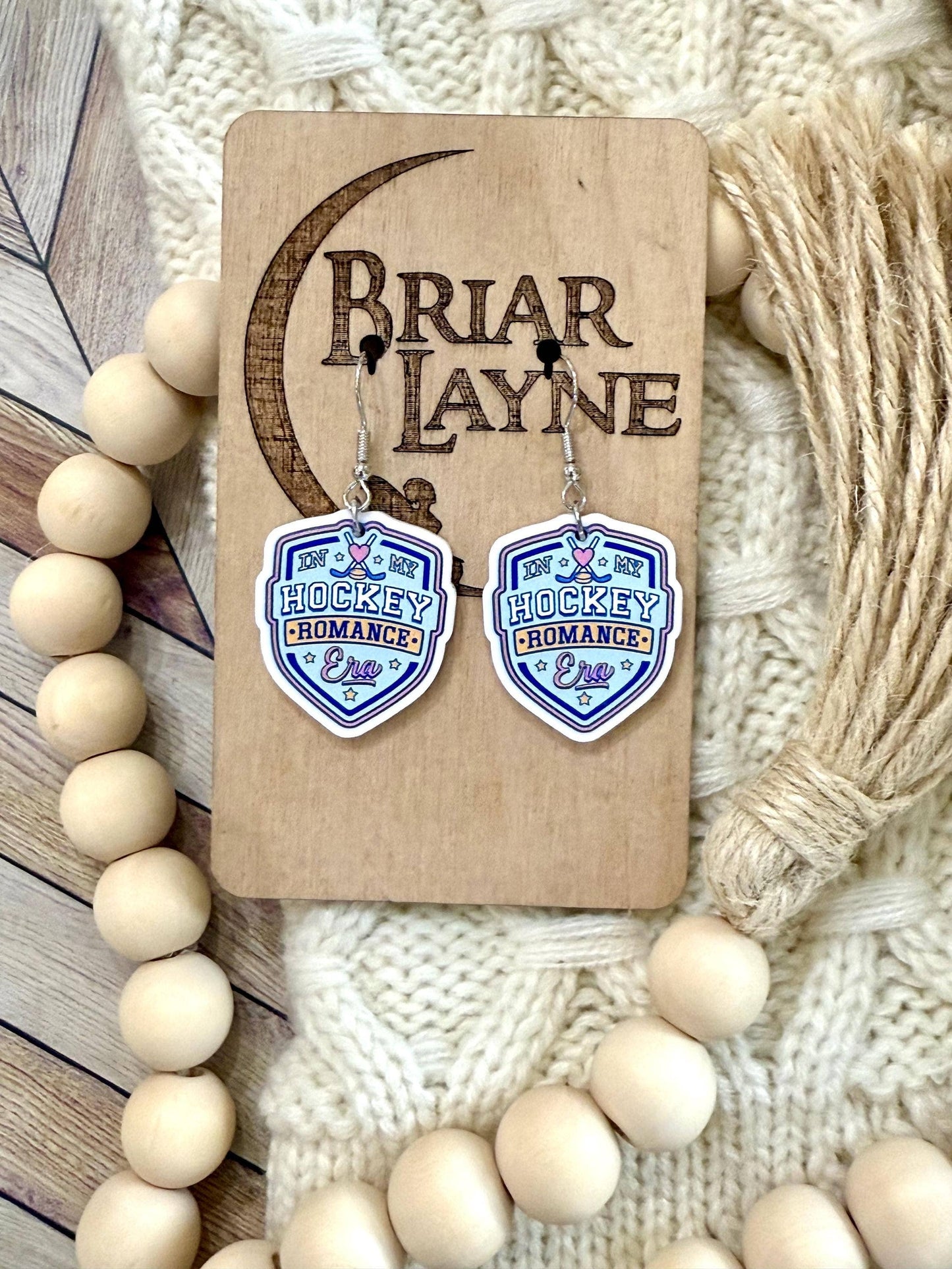 Hockey Romance Sports Book Lover Earrings