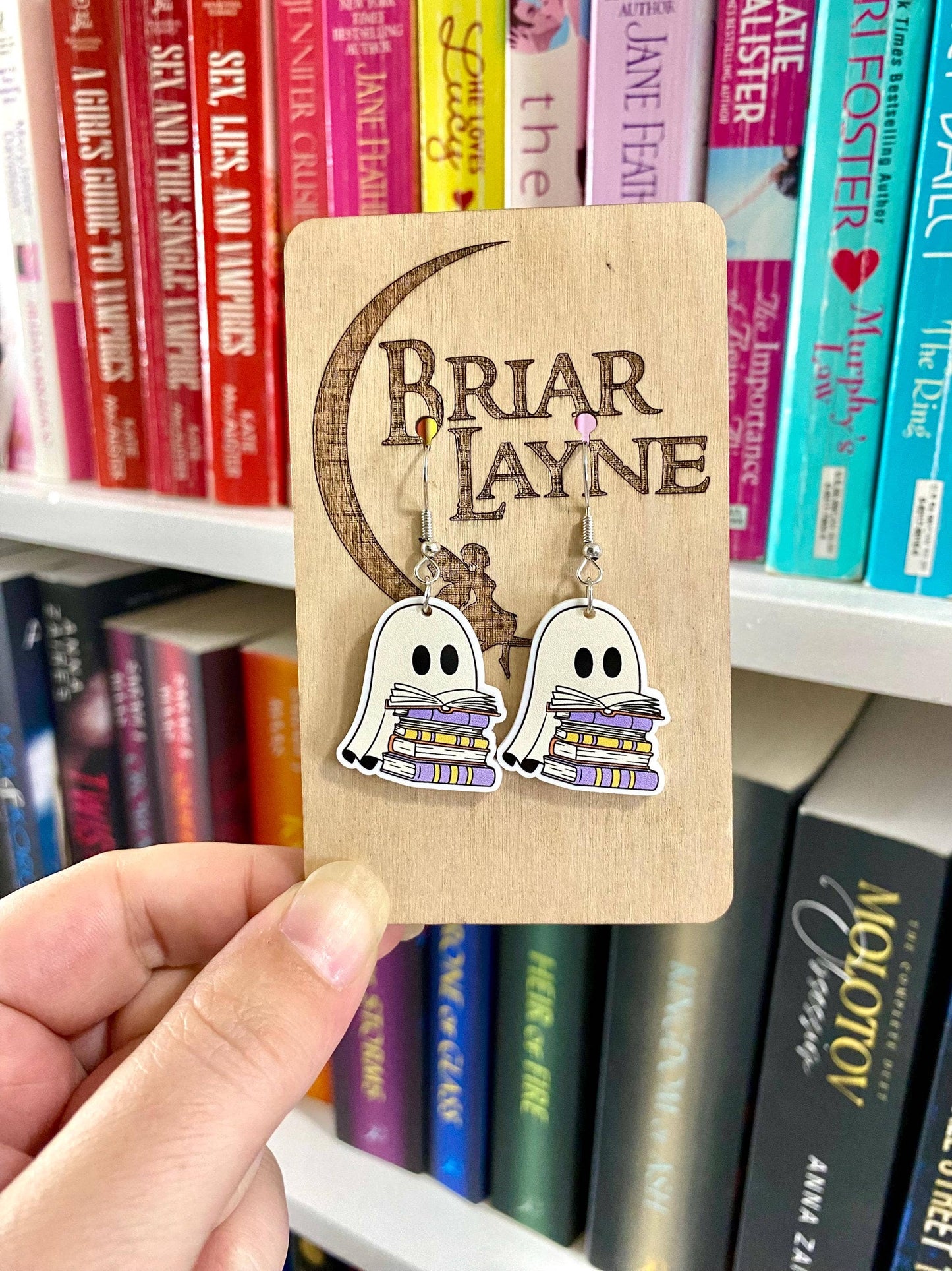 Ghost and Book Themed Halloween Reading Earrings
