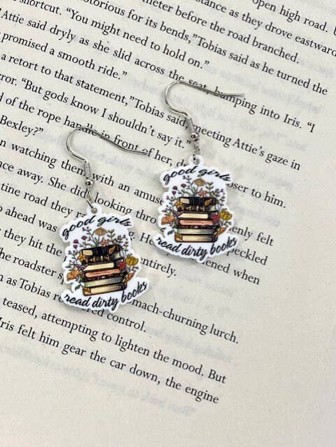Good Girls Read Dirty Books & Coffee Bookish Earrings