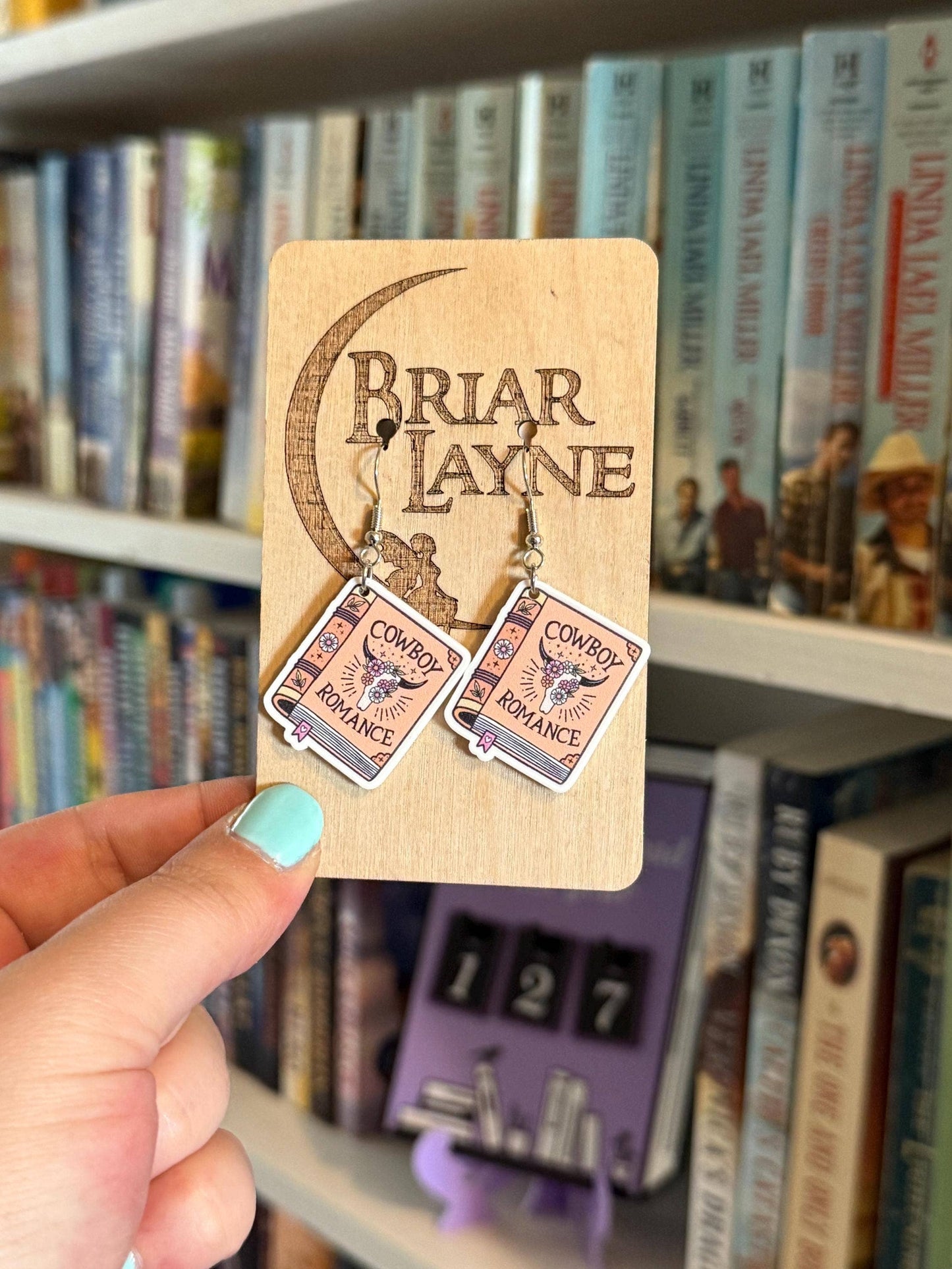 Cowboy & Romance Themed Book Earrings