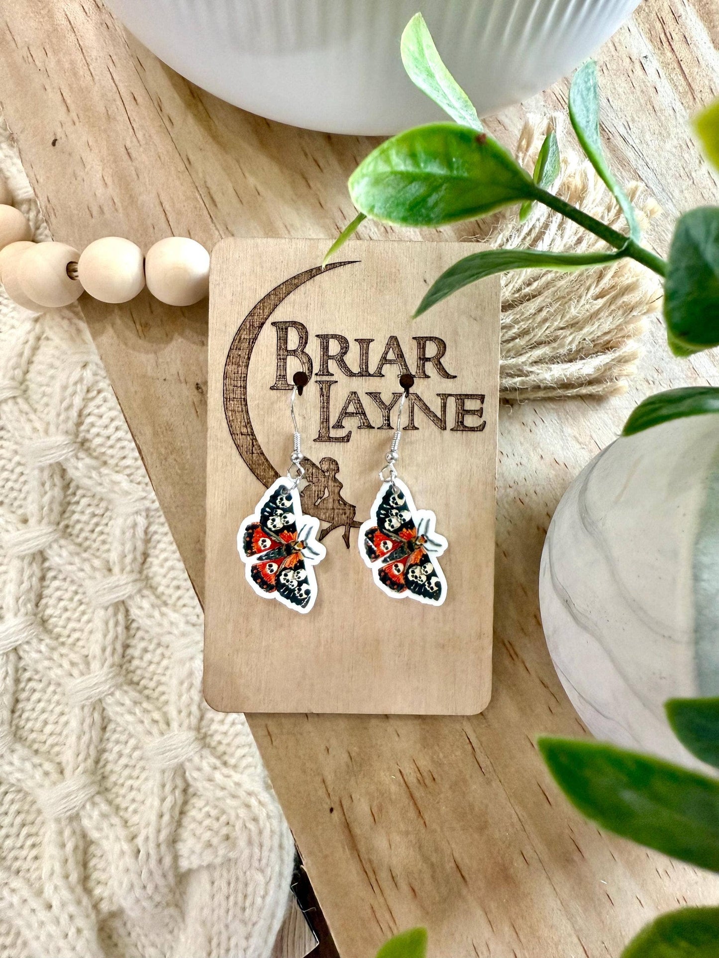 Dark Moth Witch Goth Insect Earrings