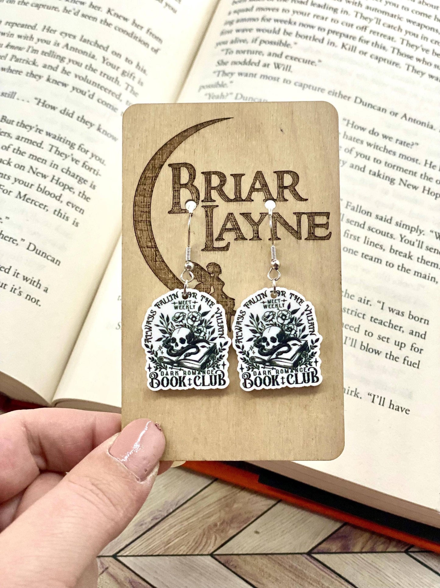 Dark Romance Fantasy Villain Book Earrings