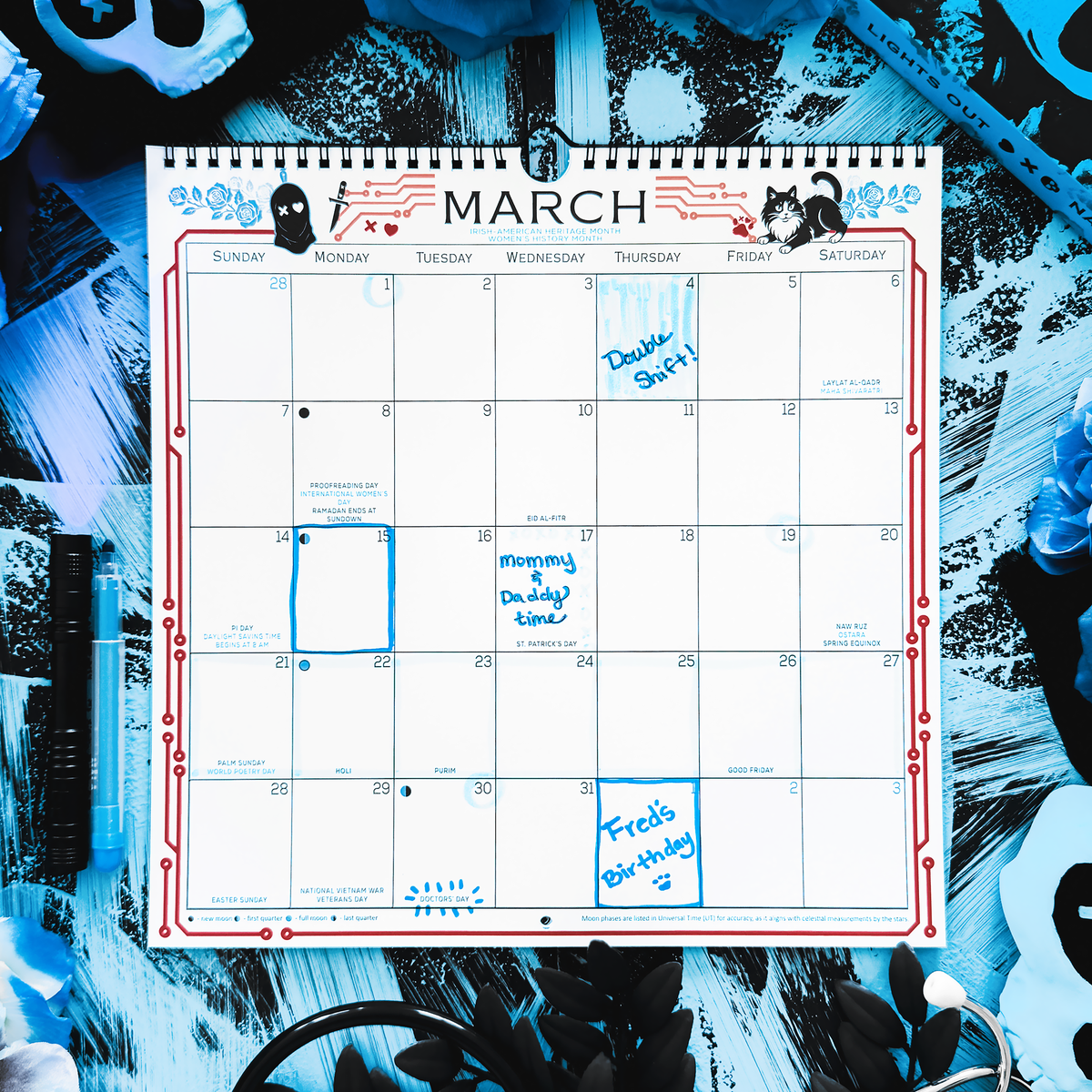 Lights Out 2027 Spiral Wall Calendar