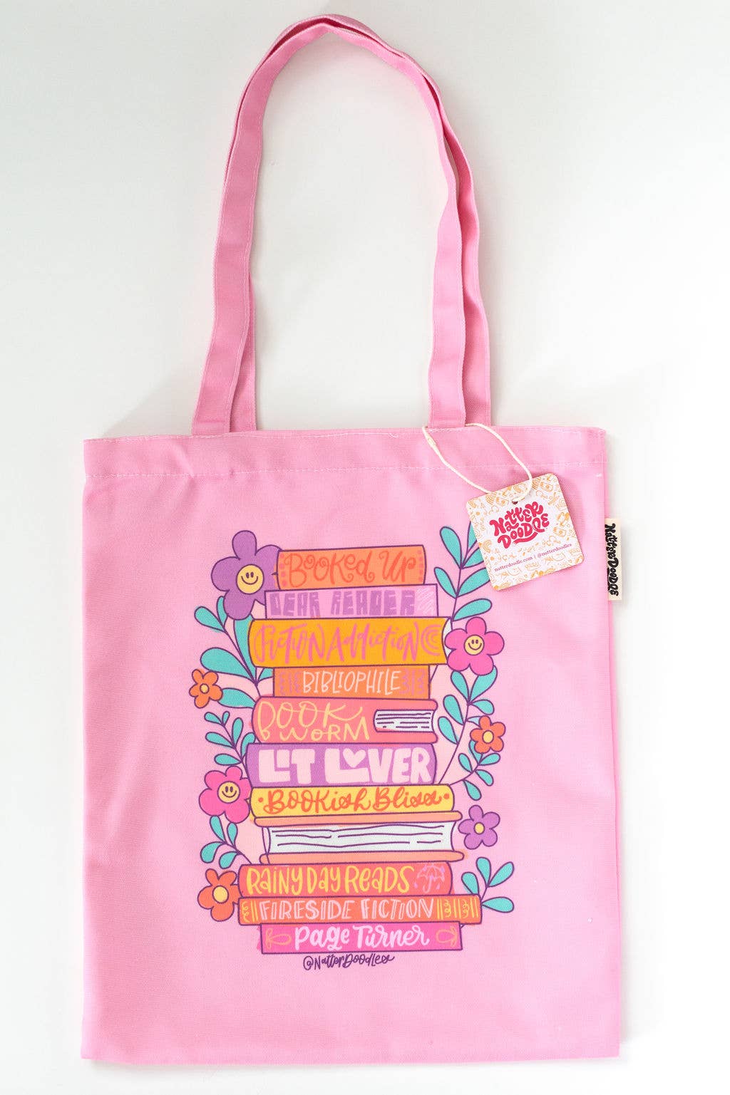 Rad Readers Bookish Literary Book Pink Bookworm Tote Bag