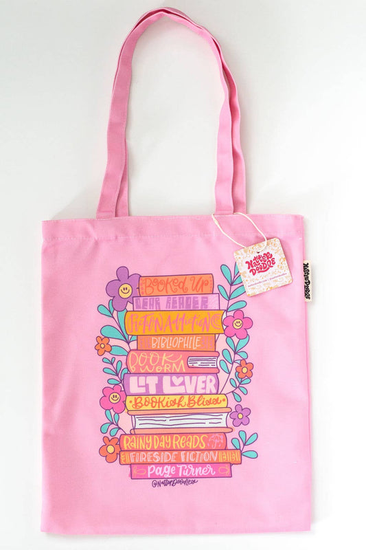 Rad Readers Bookish Literary Book Pink Bookworm Tote Bag