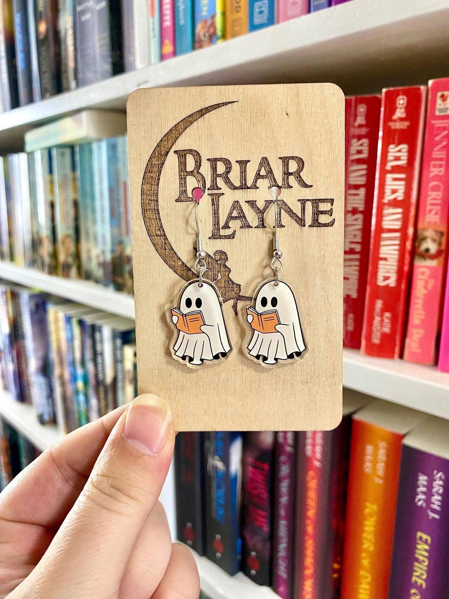 Ghost and Book Themed Halloween Reading Earrings