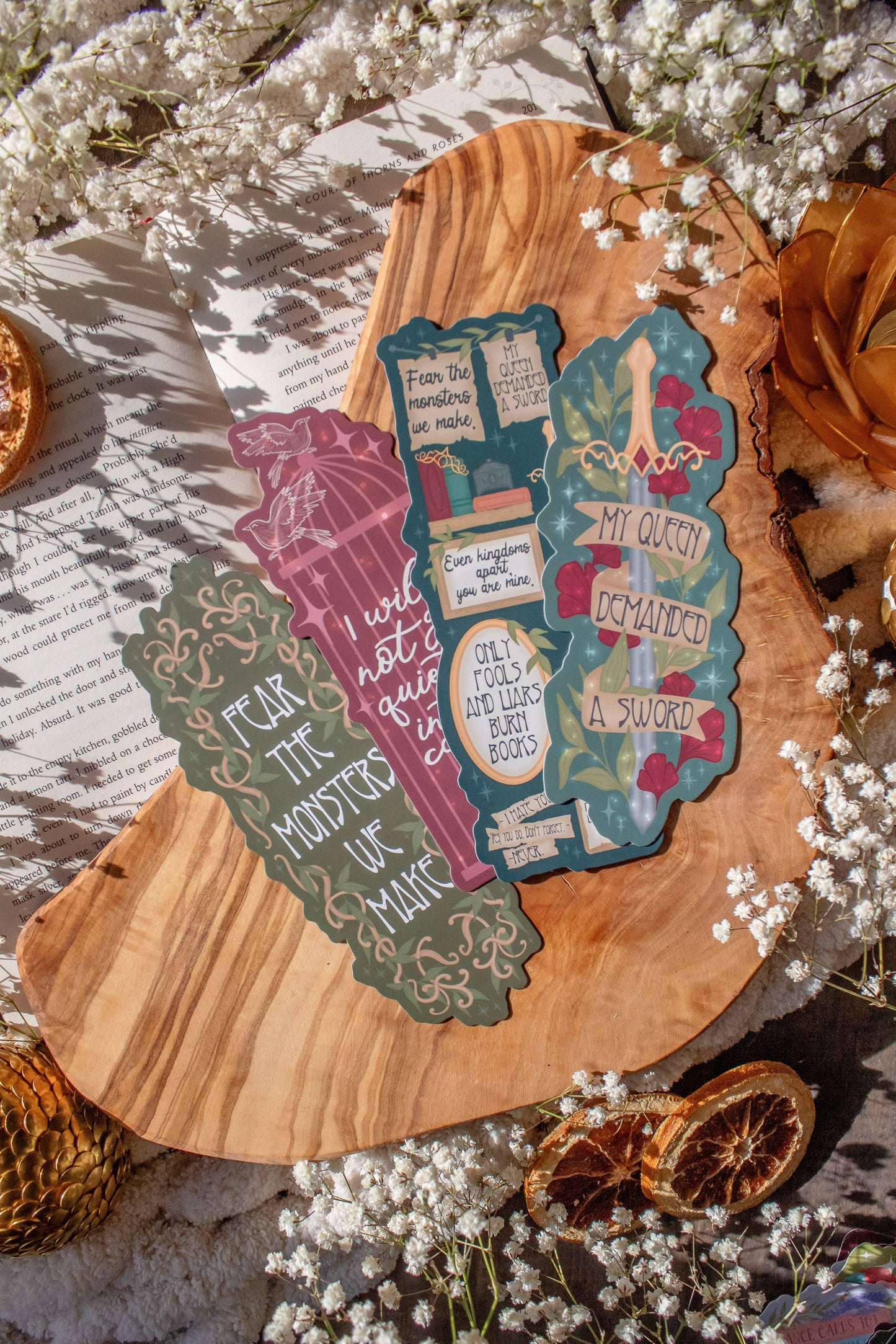 Shield of Sparrows Cage Quote Die-Cut Bookmark