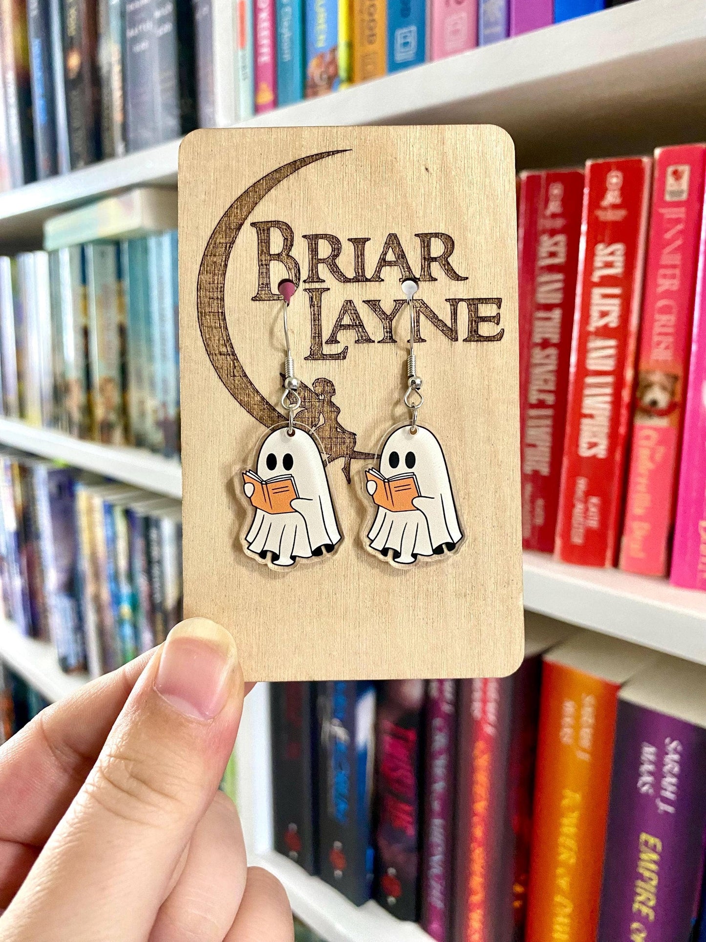Ghost and Book Themed Halloween Reading Earrings
