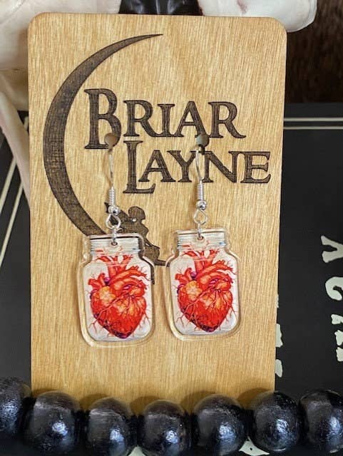 Anatomy Heart in a Jar Halloween Earrings
