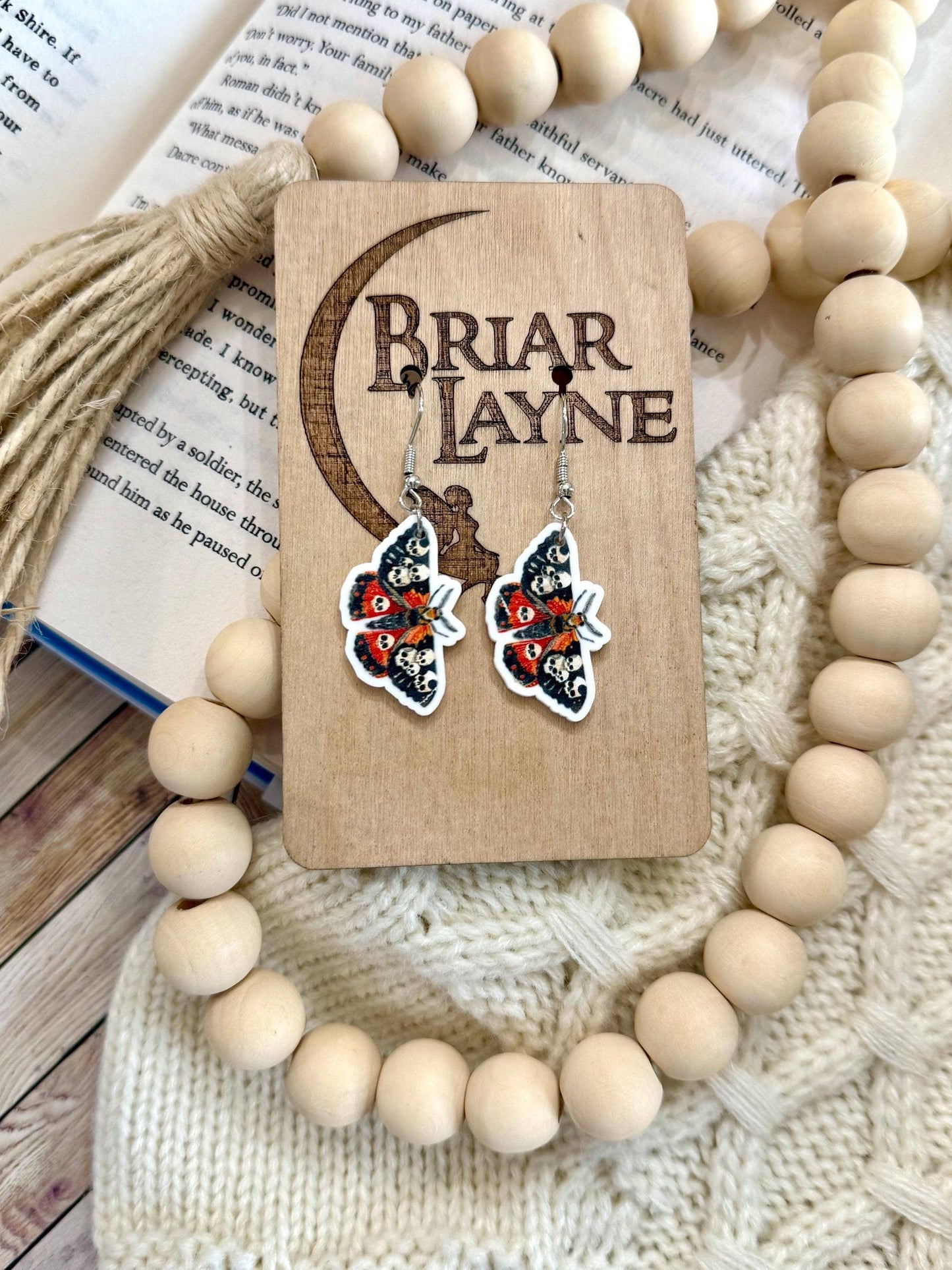 Dark Moth Witch Goth Insect Earrings