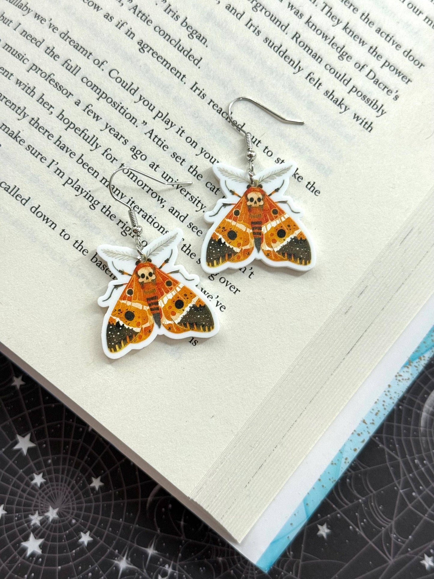 Dark Moth Witch Goth Insect Earrings
