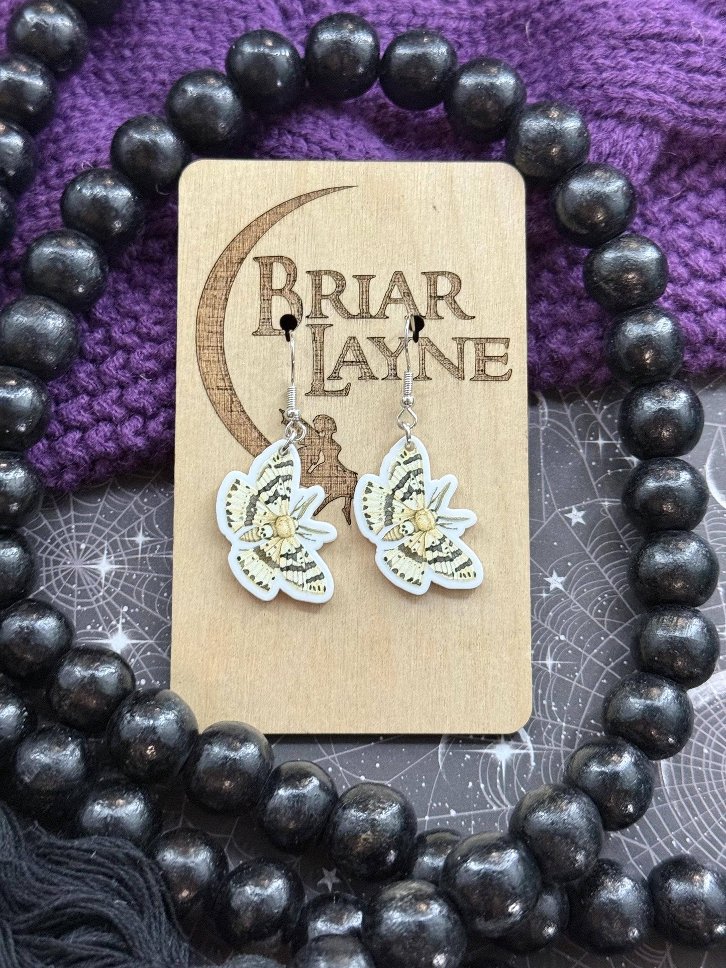Dark Moth Witch Goth Insect Earrings