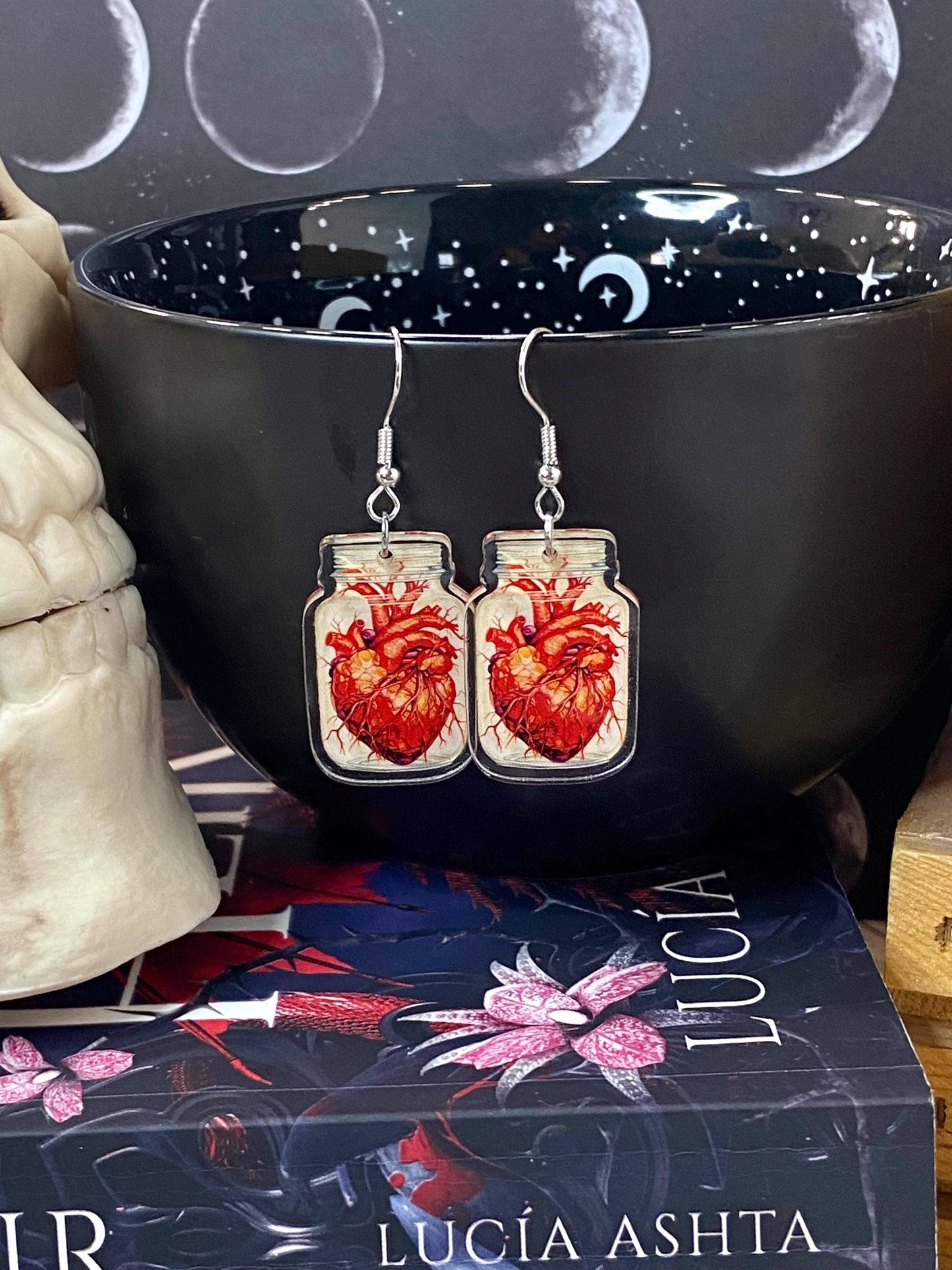 Anatomy Heart in a Jar Halloween Earrings