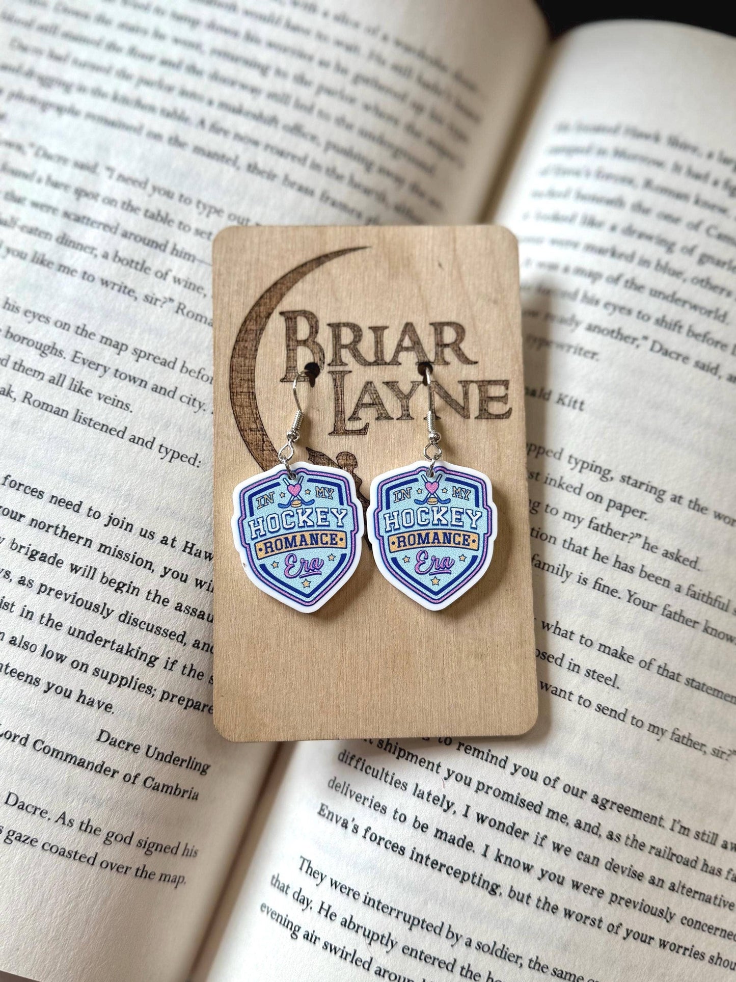 Hockey Romance Sports Book Lover Earrings
