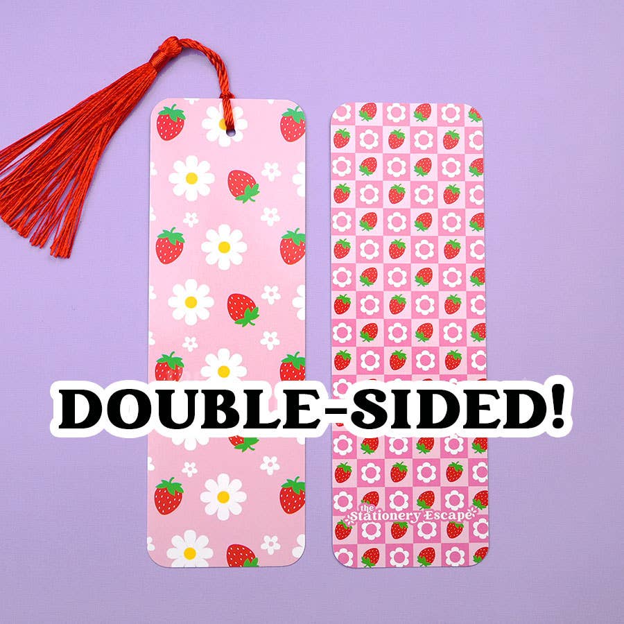 Strawberry & Daisy Double-Sided Bookmark