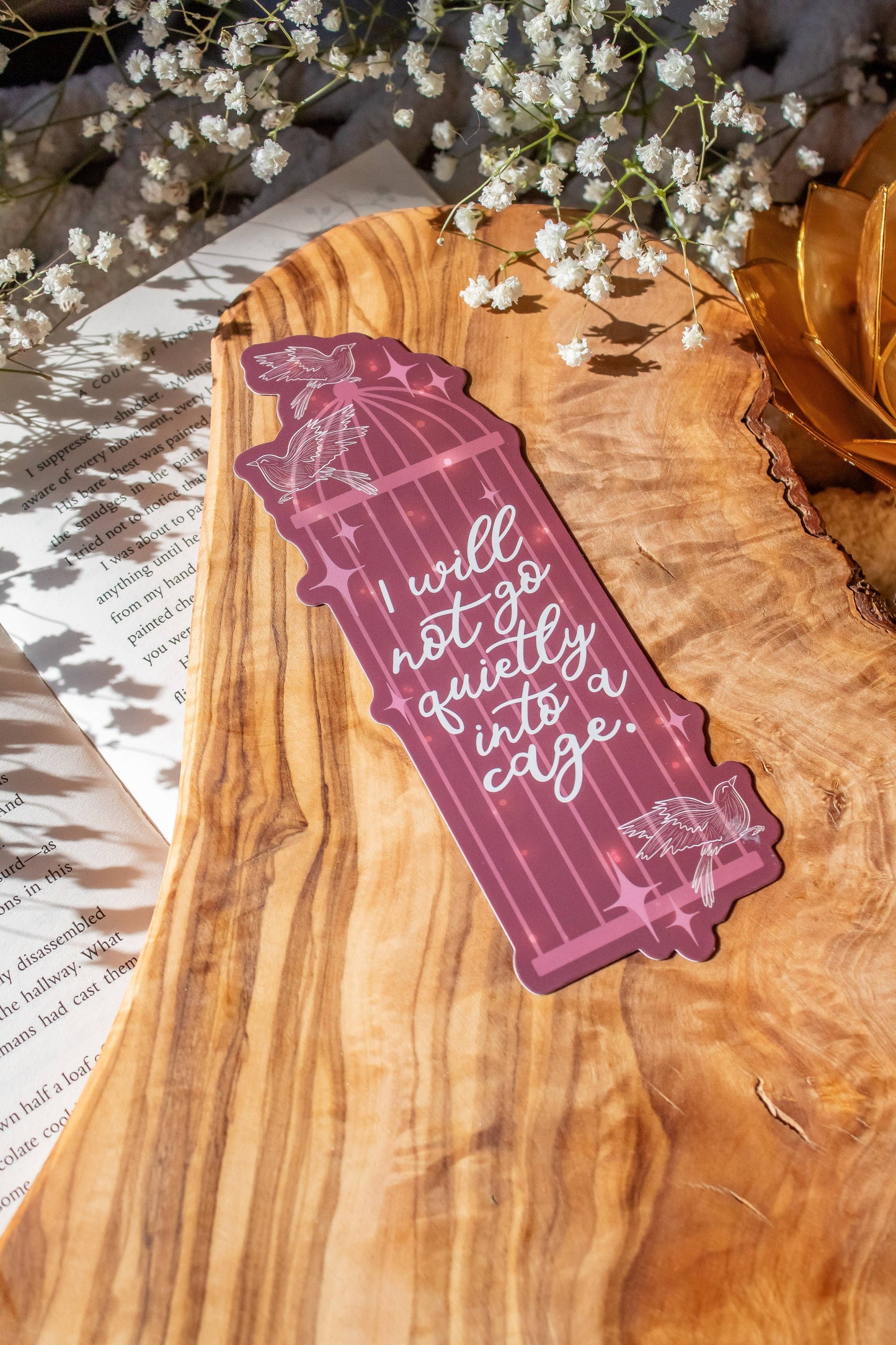 Shield of Sparrows Cage Quote Die-Cut Bookmark