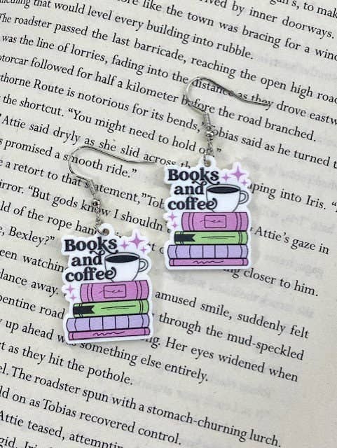 Books and Coffee Themed Bookish Earrings