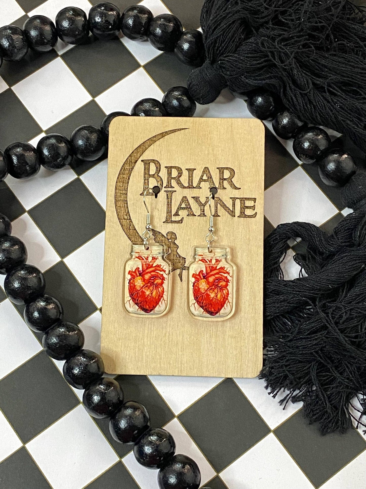 Anatomy Heart in a Jar Halloween Earrings