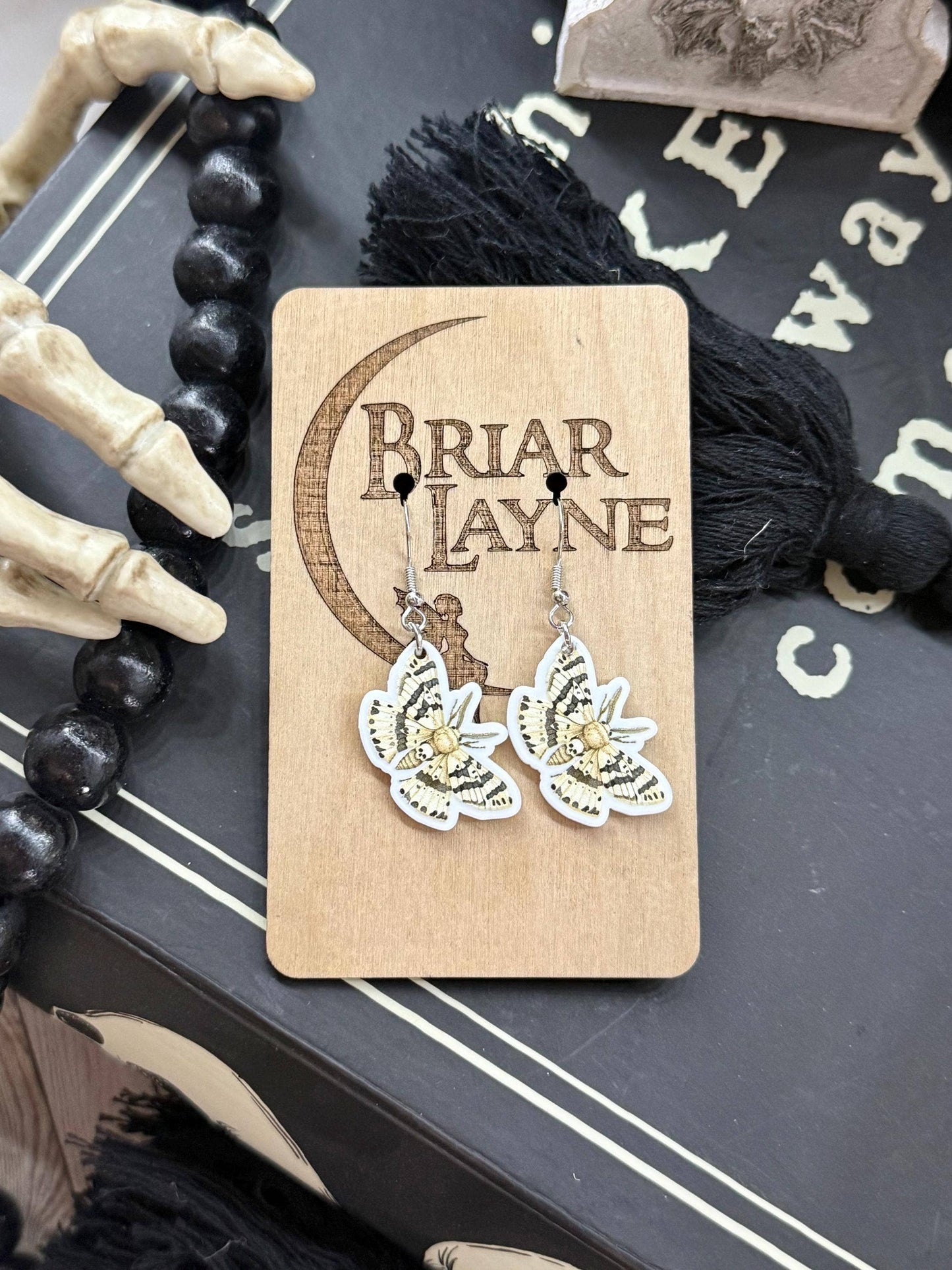 Dark Moth Witch Goth Insect Earrings