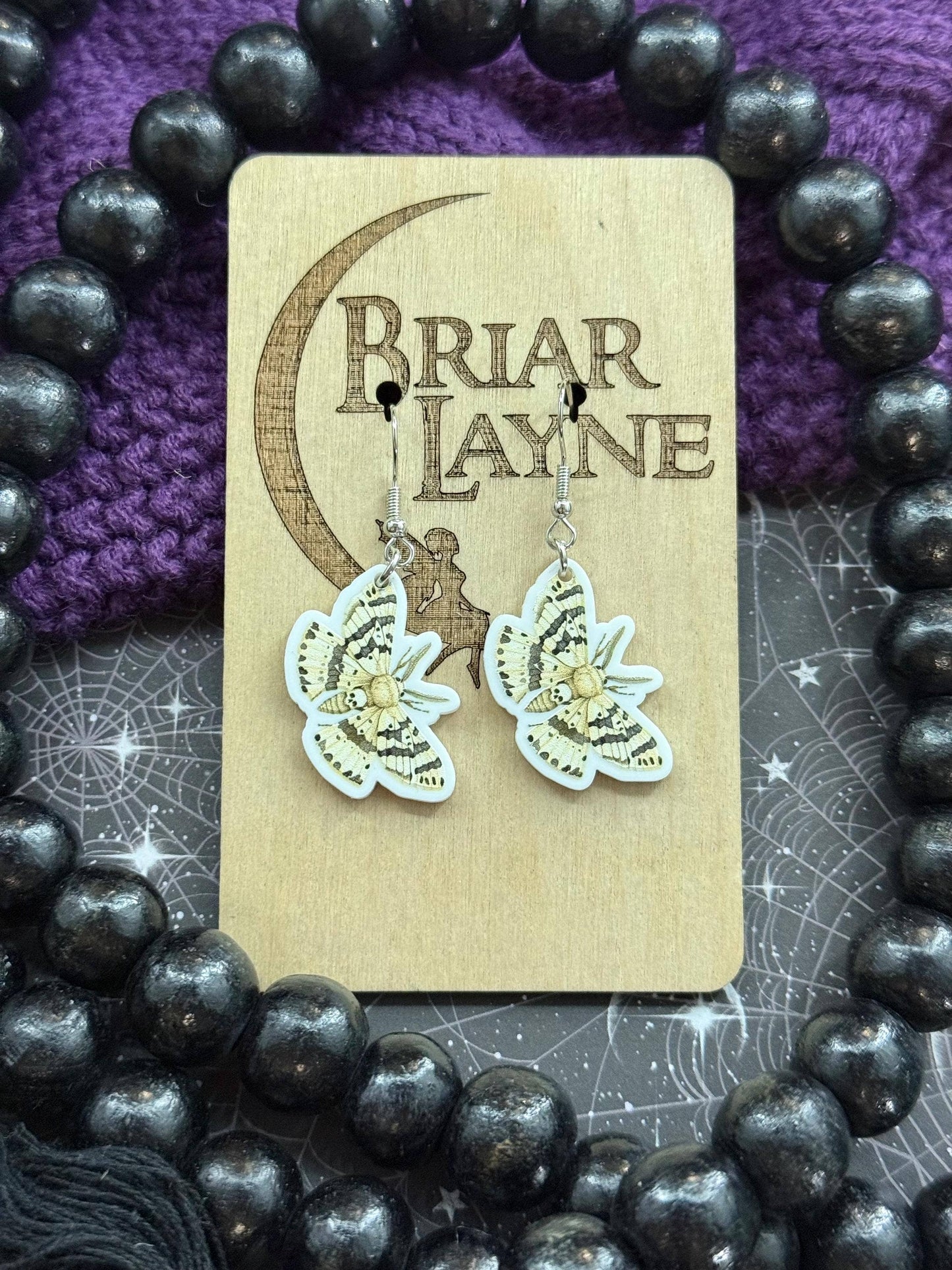 Dark Moth Witch Goth Insect Earrings