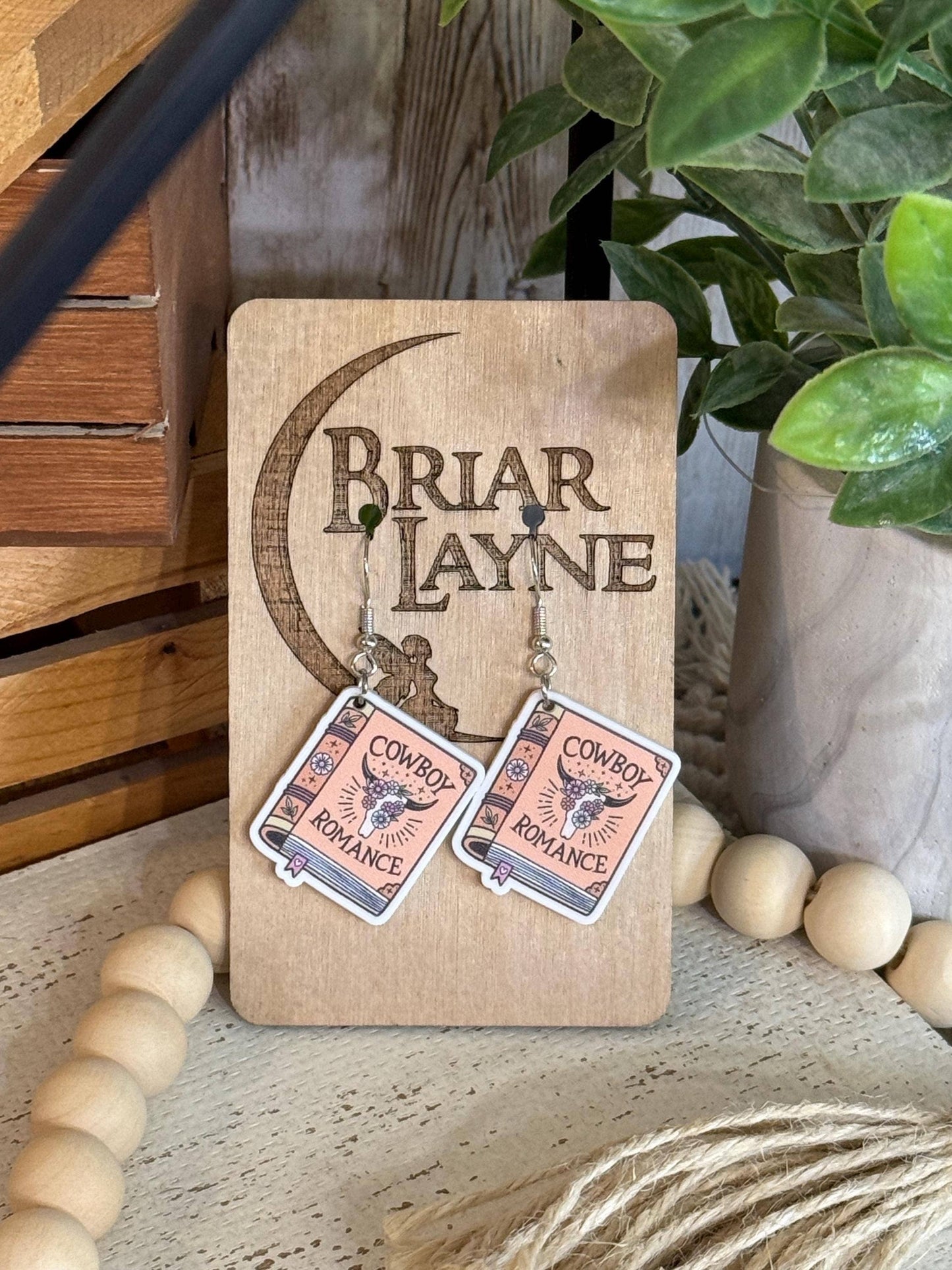 Cowboy & Romance Themed Book Earrings