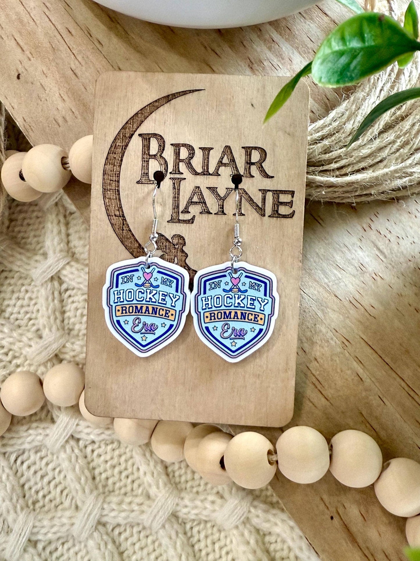 Hockey Romance Sports Book Lover Earrings