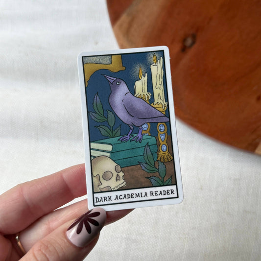 Dark Academia Reader Book Tarot Card Sticker