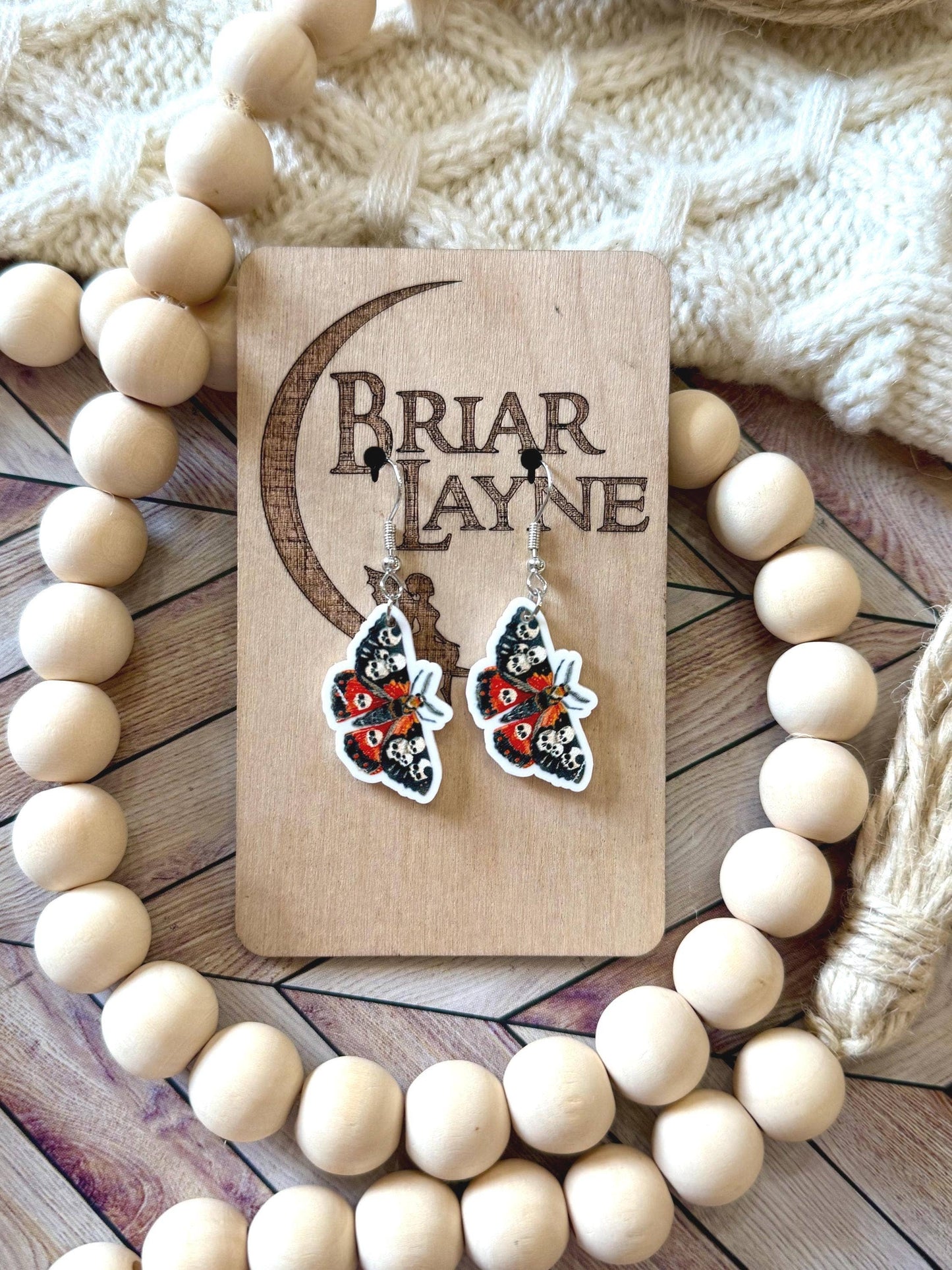 Dark Moth Witch Goth Insect Earrings
