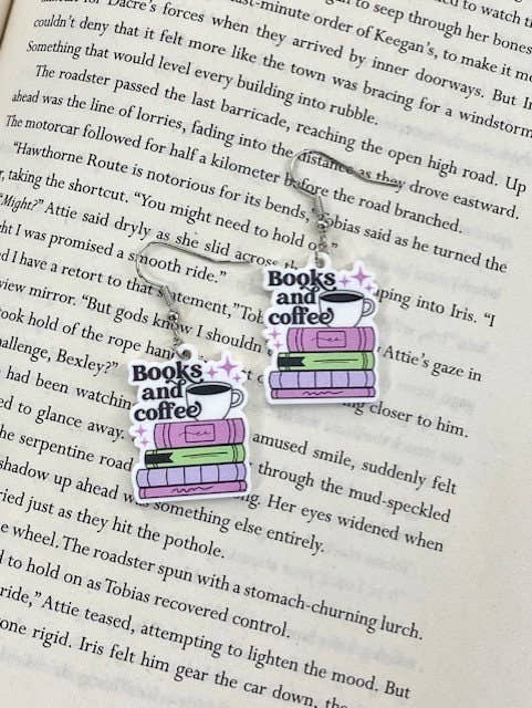 Books and Coffee Themed Bookish Earrings