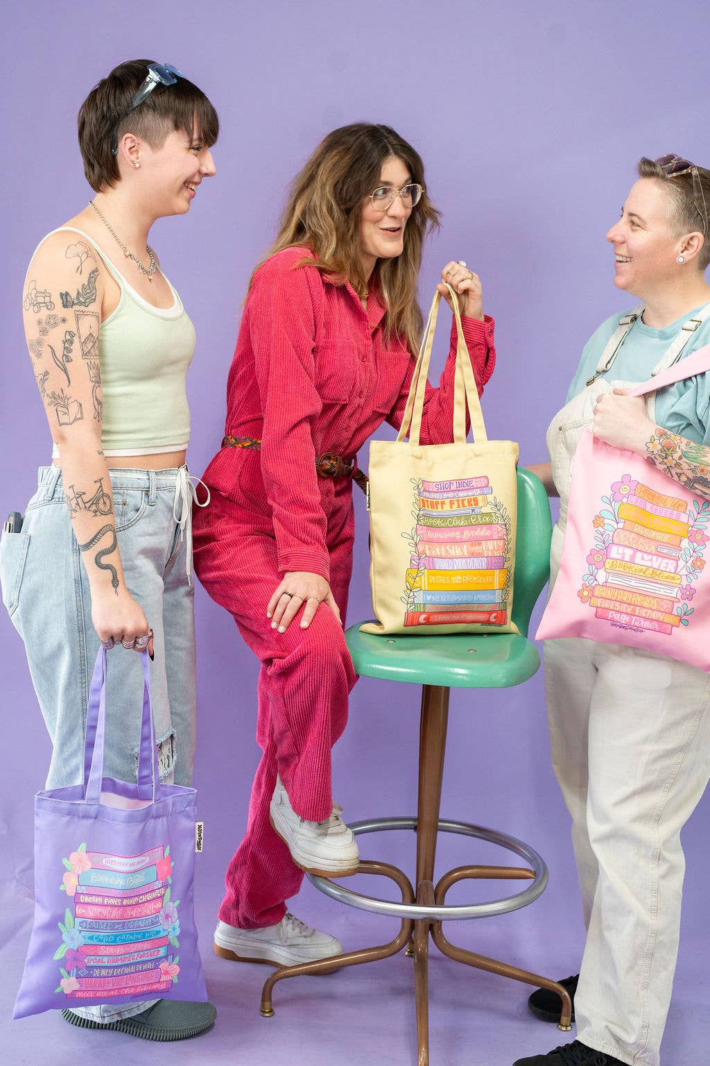 Rad Readers Bookish Literary Book Pink Bookworm Tote Bag