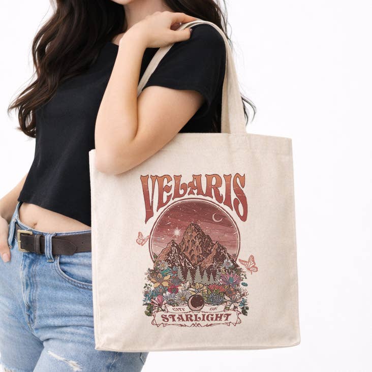 Retro Romantasy City Book Lover Canvas Tote Bag