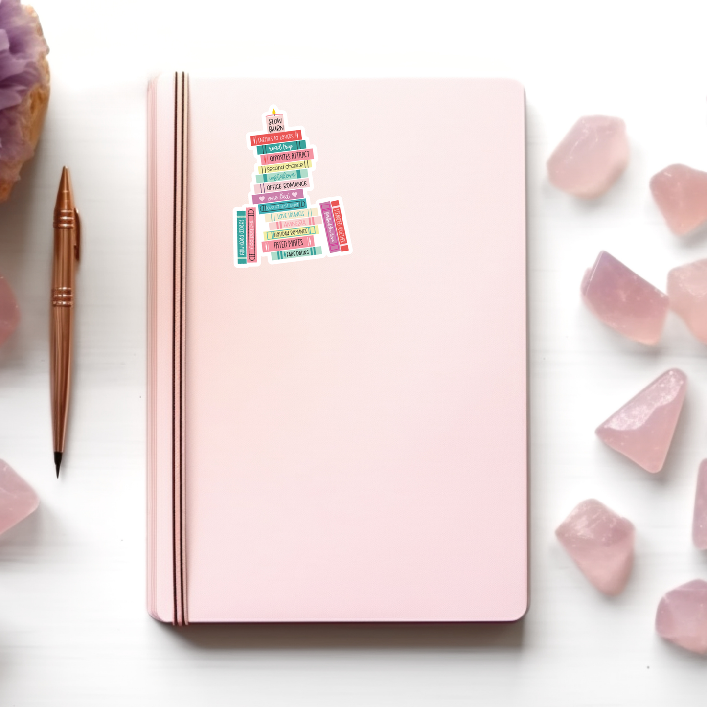 Romance Tropes Book Stack Sticker