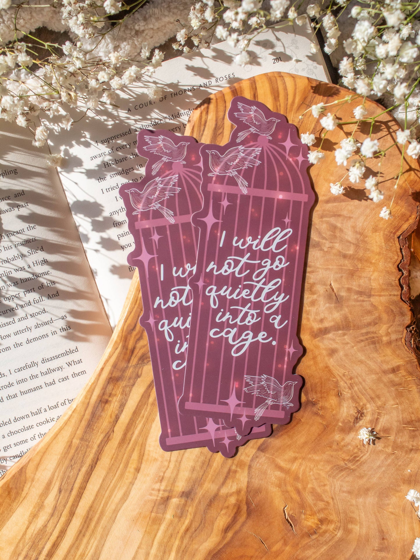 Shield of Sparrows Cage Quote Die-Cut Bookmark