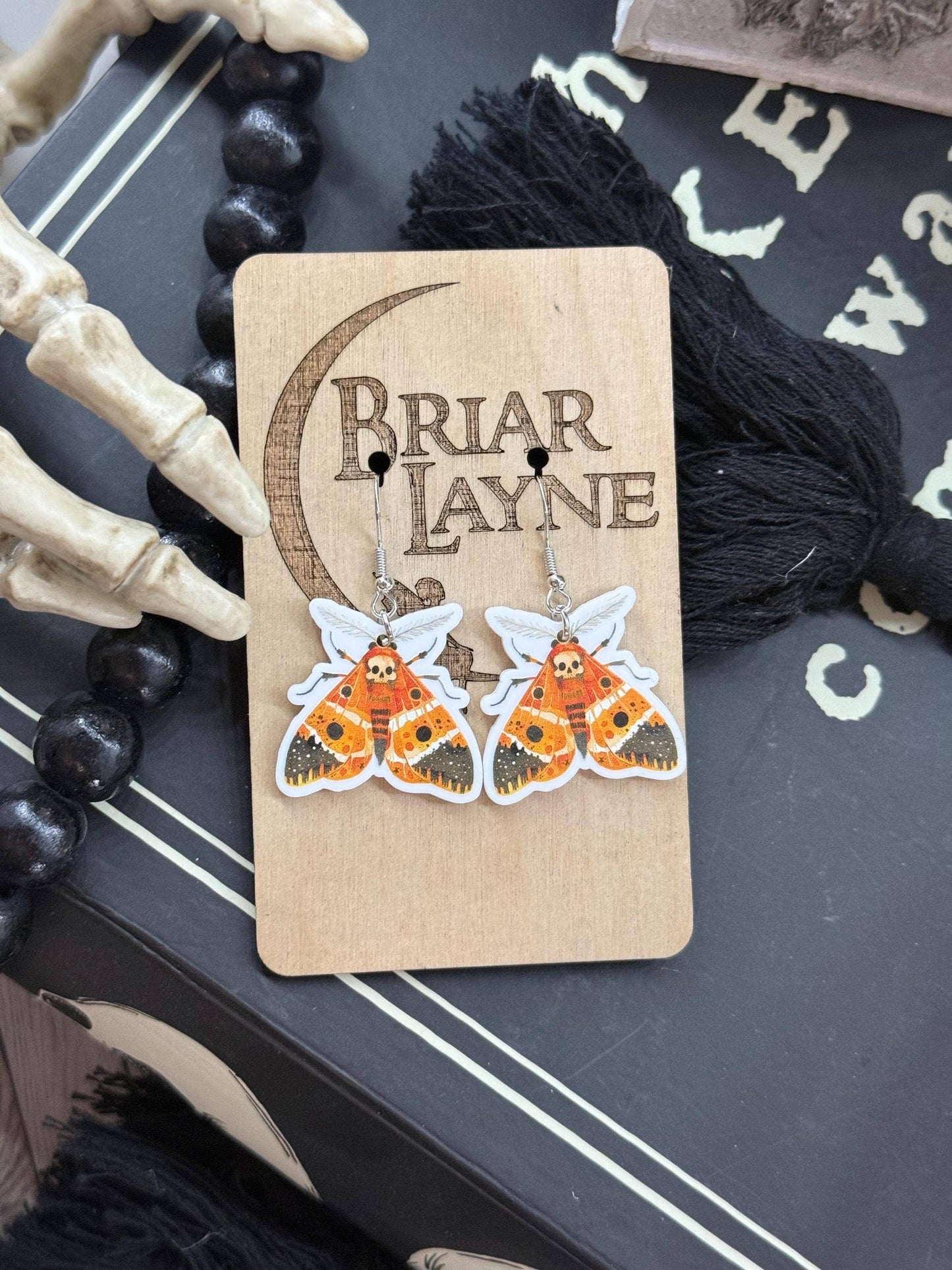 Dark Moth Witch Goth Insect Earrings