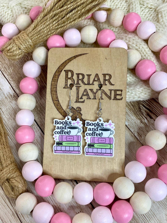Books and Coffee Themed Bookish Earrings