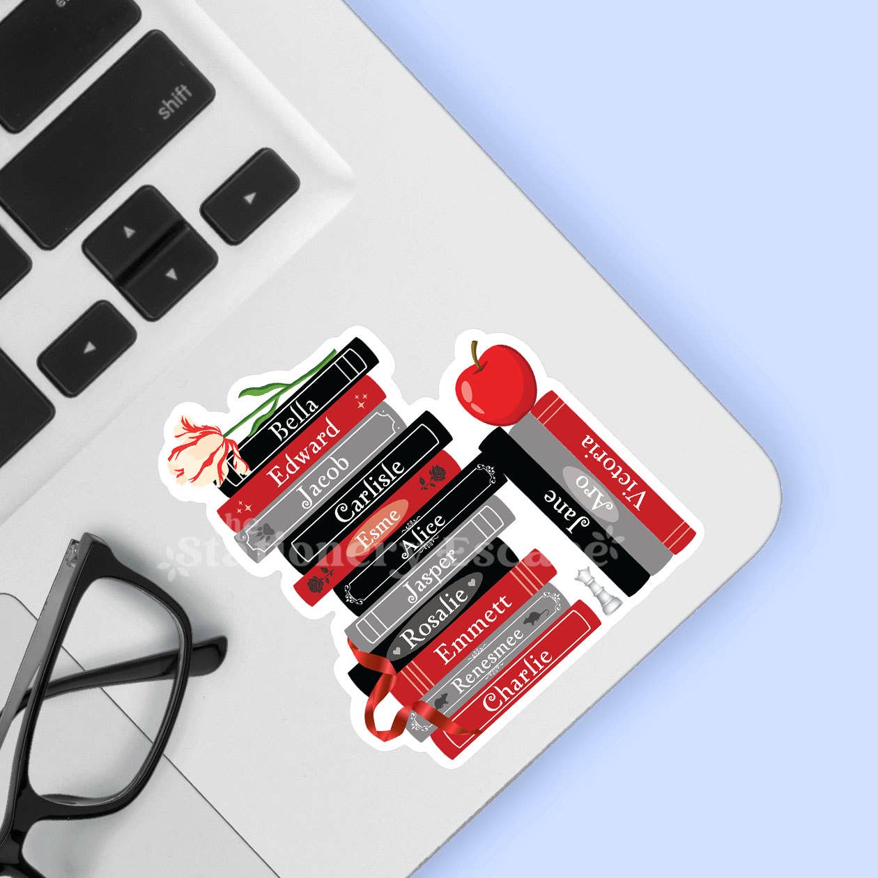Vampire Book Stack Sticker: Bella, Edward, Jacob