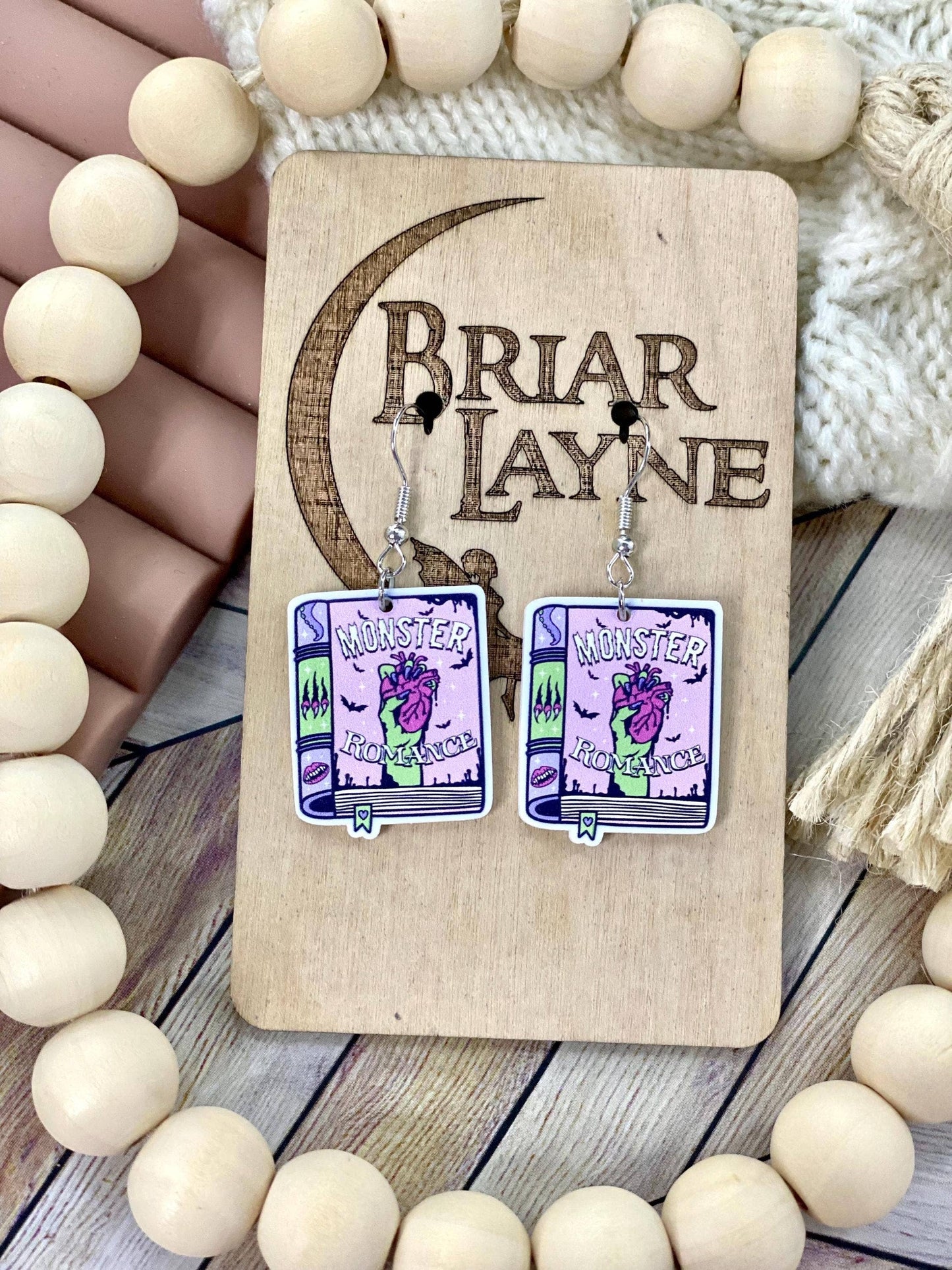 Monster Romance Book Lover Spooky Earrings