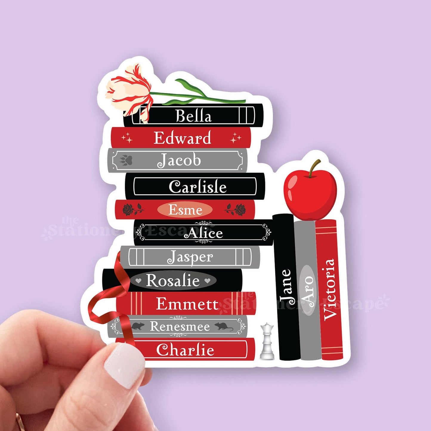 Vampire Book Stack Sticker: Bella, Edward, Jacob