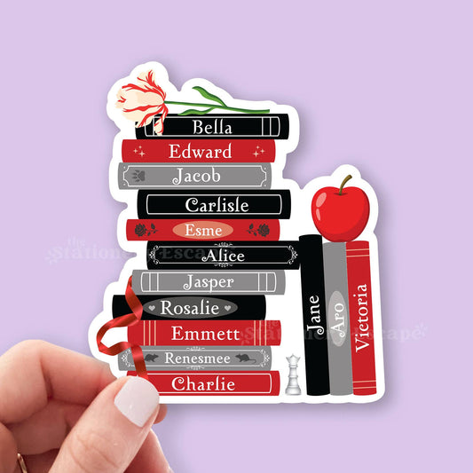 Vampire Book Stack Sticker: Bella, Edward, Jacob