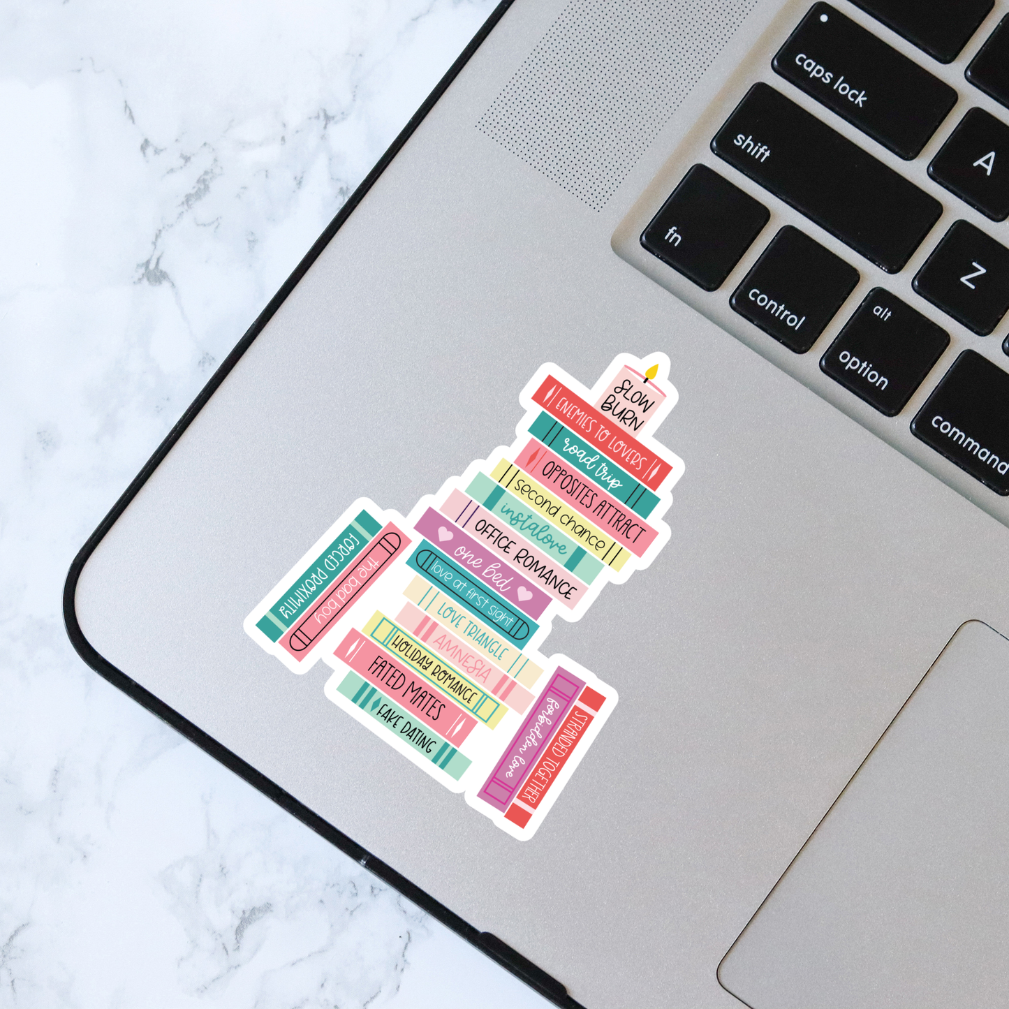 Romance Tropes Book Stack Sticker