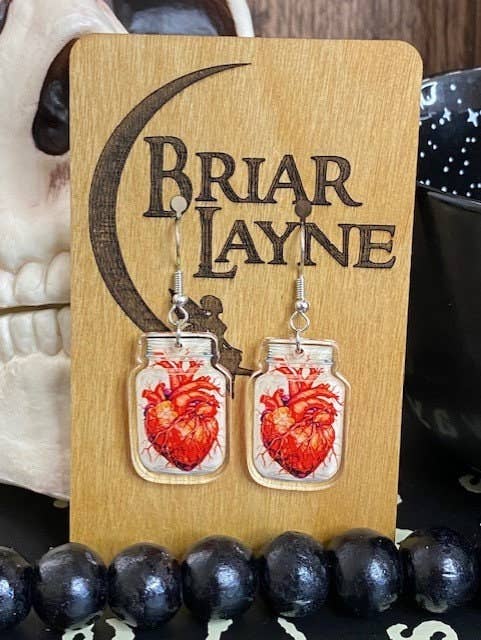 Anatomy Heart in a Jar Halloween Earrings